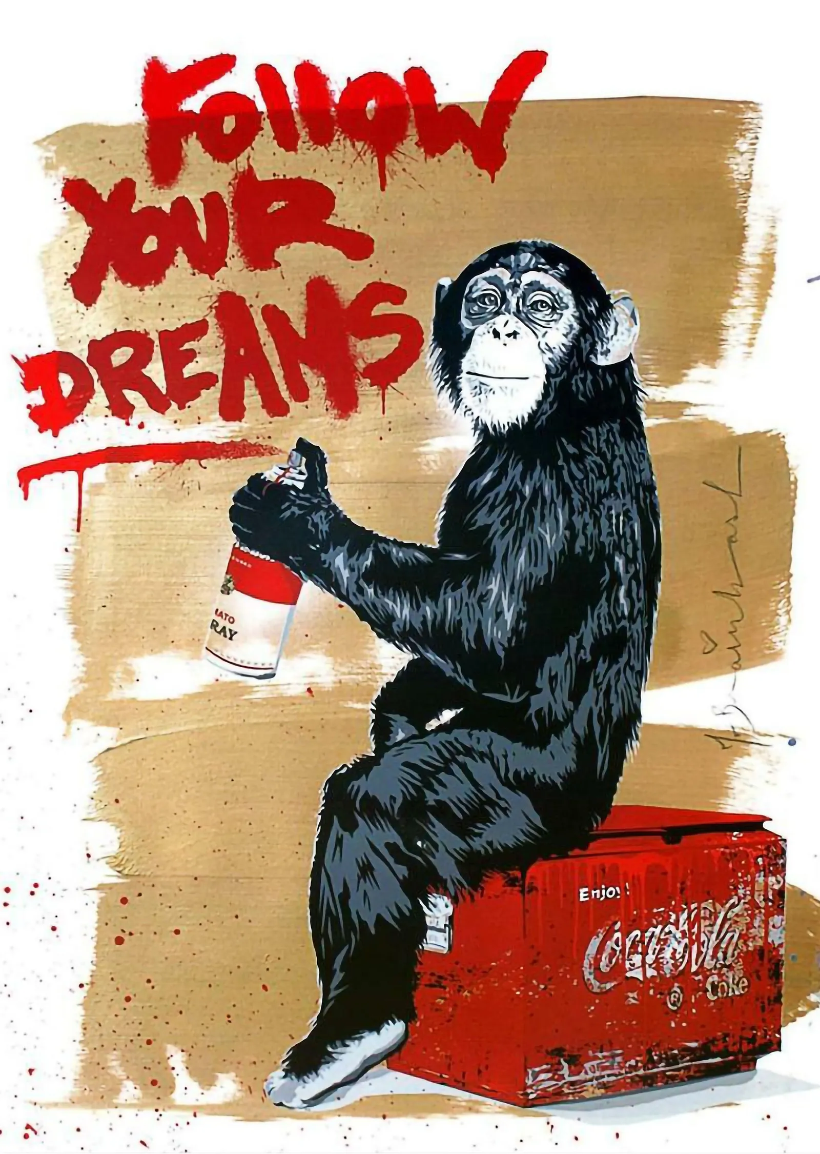 Banksy'nin Maymunu: Hayallerini Takip Et metal tablo