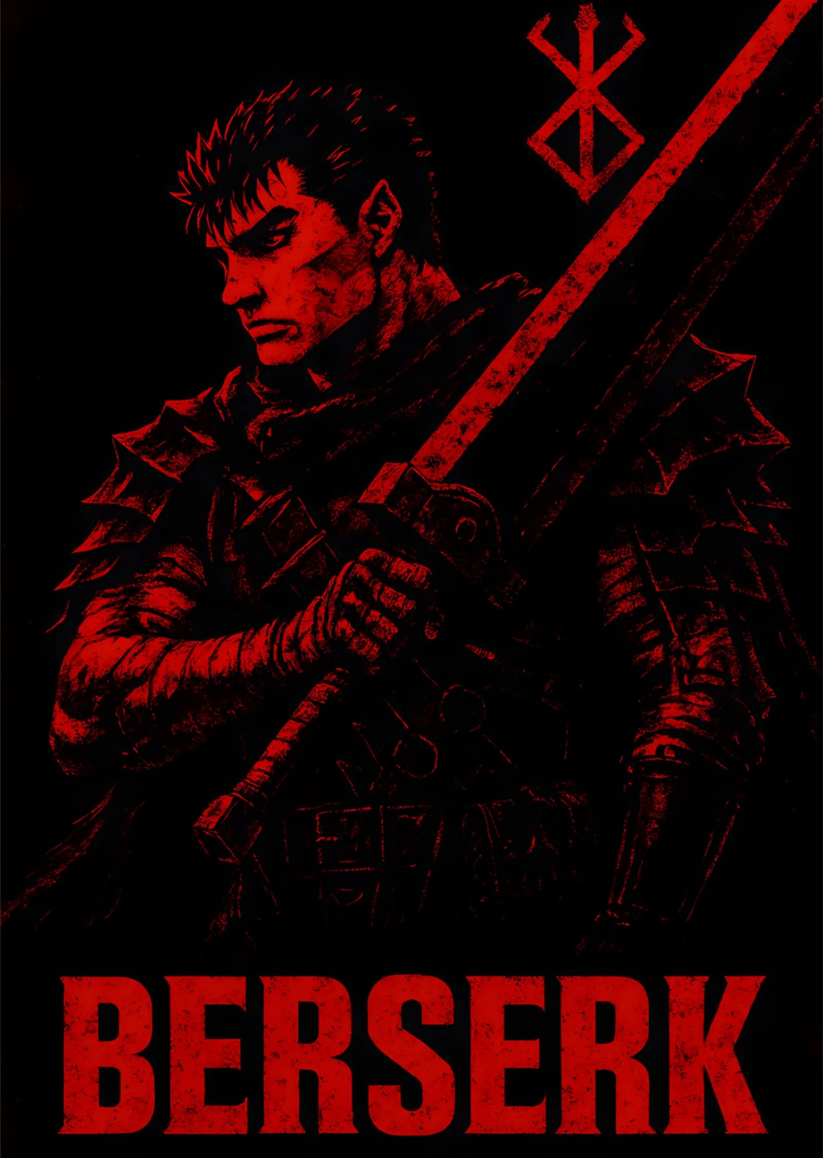 Berserk - Kırmızı Siluetli Savaşçı metal tablo