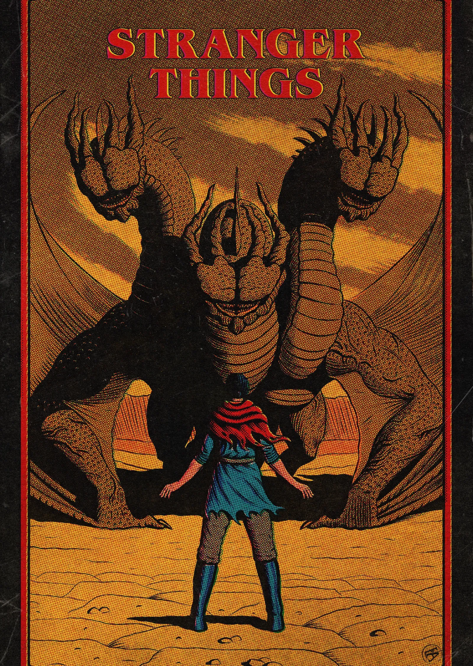 Stranger Things Eleven ve Canavar metal tablo