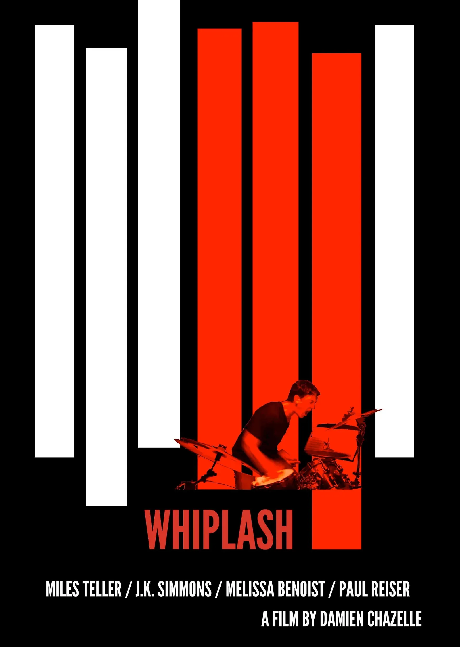 Whiplash - Kırmızı ve Beyaz Şeritli Davulcu metal tablo