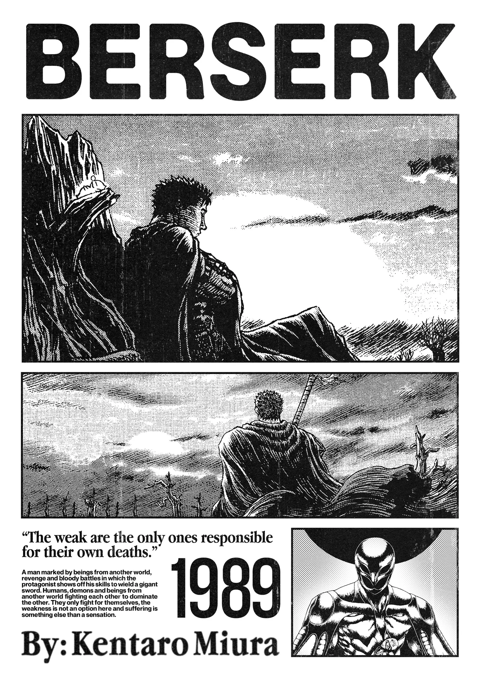 Berserk: Çılgınlık - Siyah Beyaz Çizgi Roman metal tablo