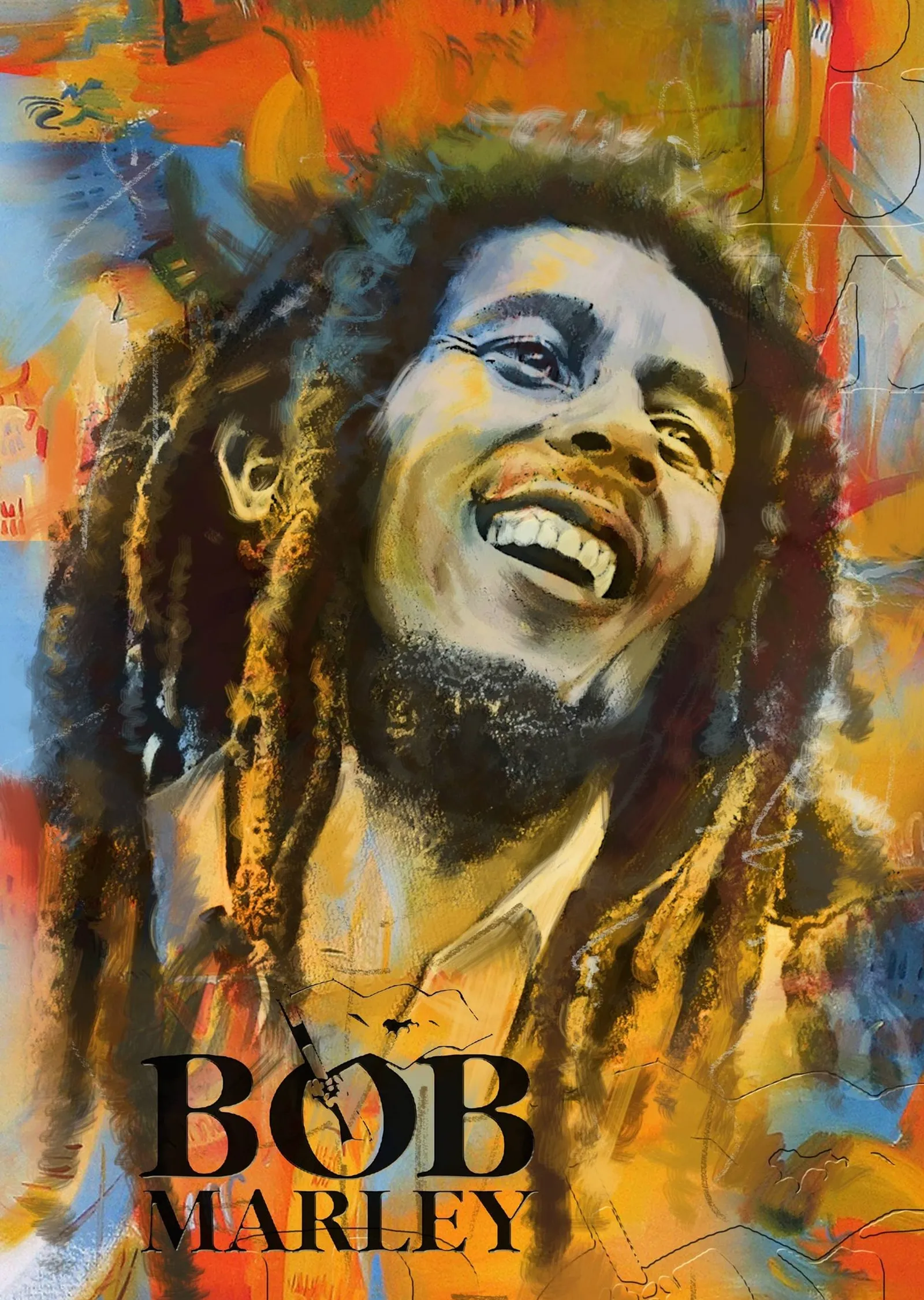 Bob Marley Dijital Sanat metal tablo