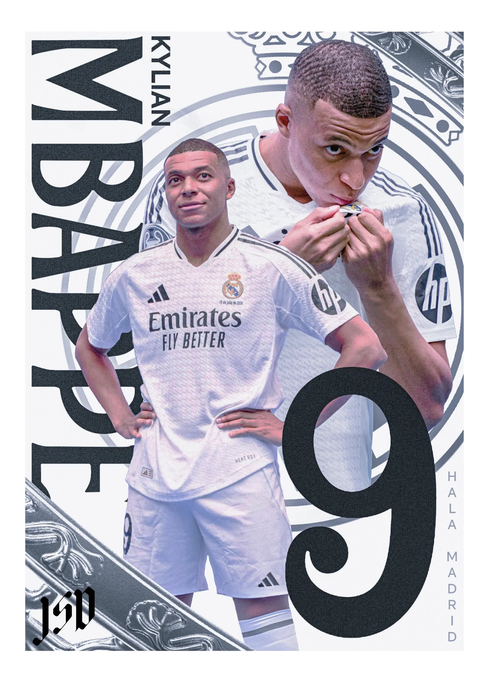 Kylian Mbappé Real Madrid metal tablo
