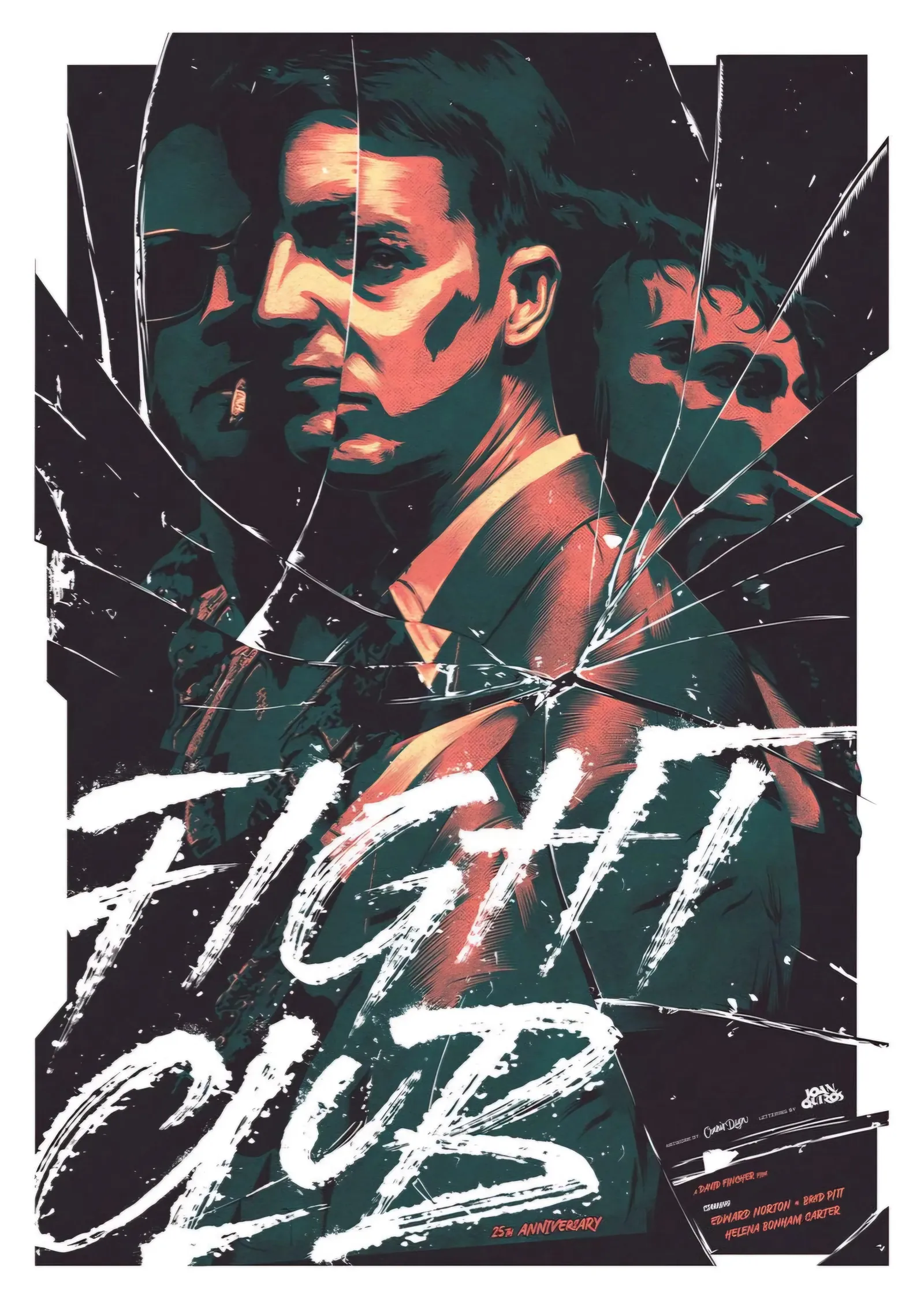 Fight Club - Dövüş Kulübü Film Posteri - Siyah Arka Planda metal tablo
