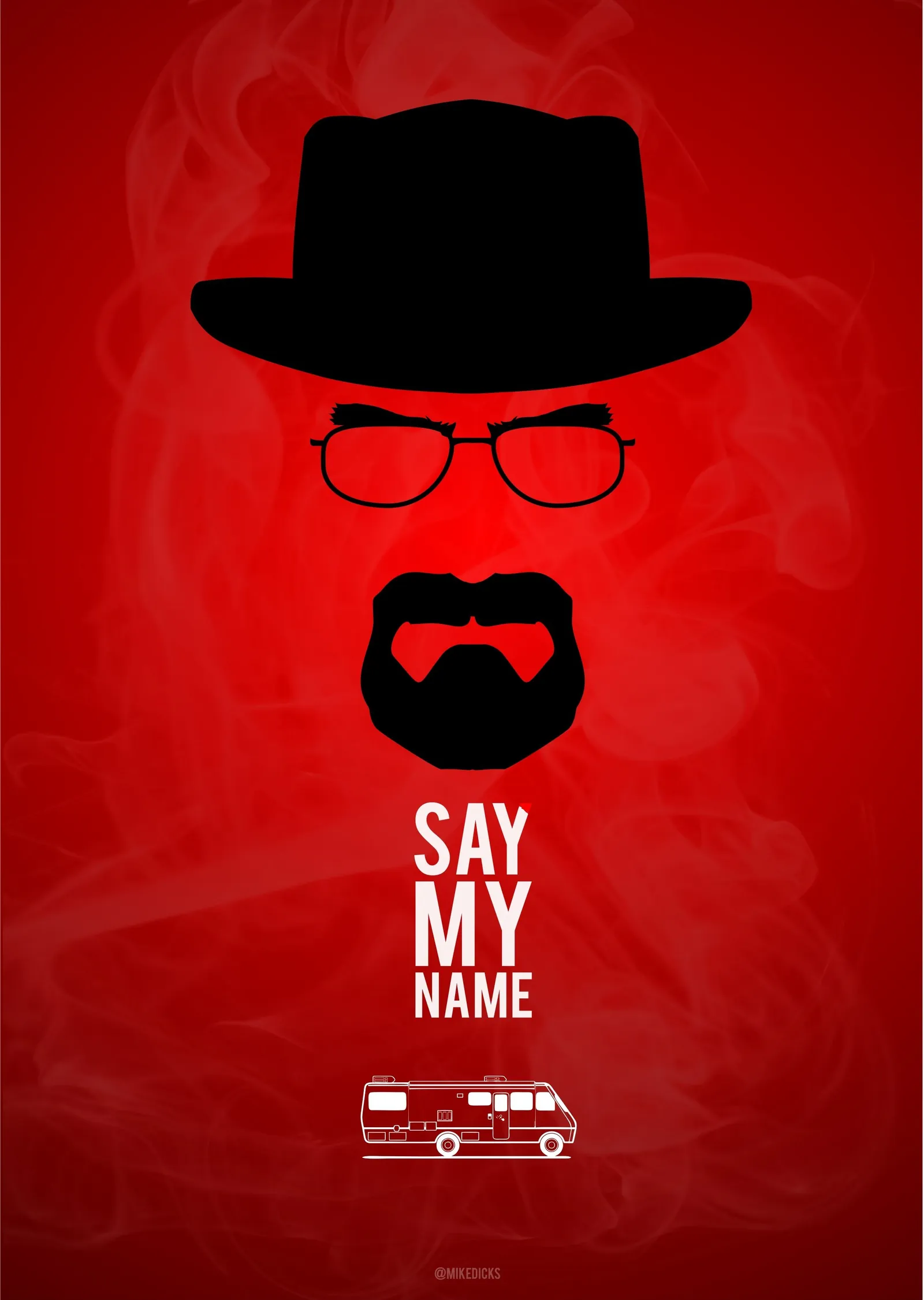 Breaking Bad - Say My Name Kırmızı Dumanlı Silüet metal tablo