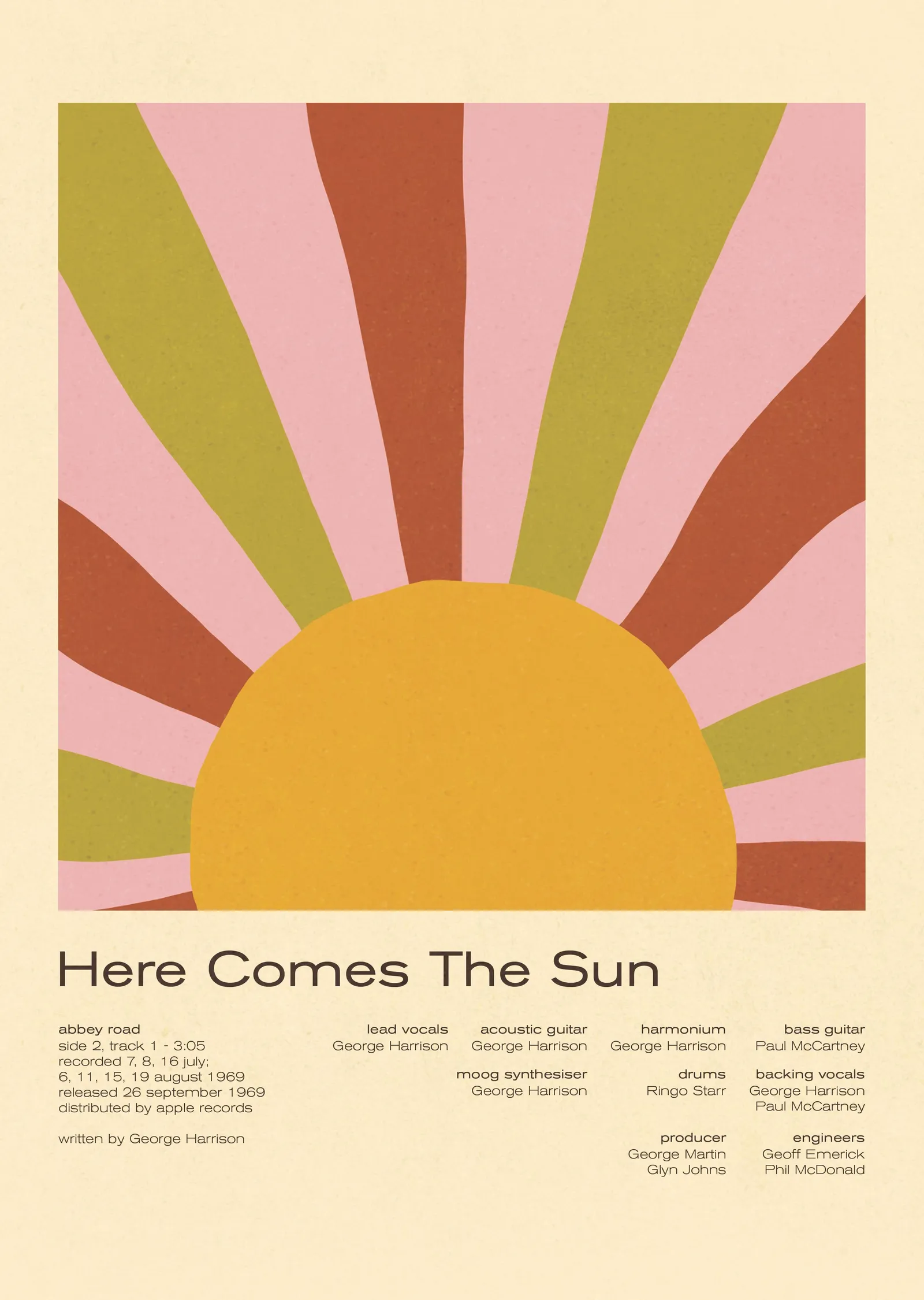 Here Comes The Sun metal tablo