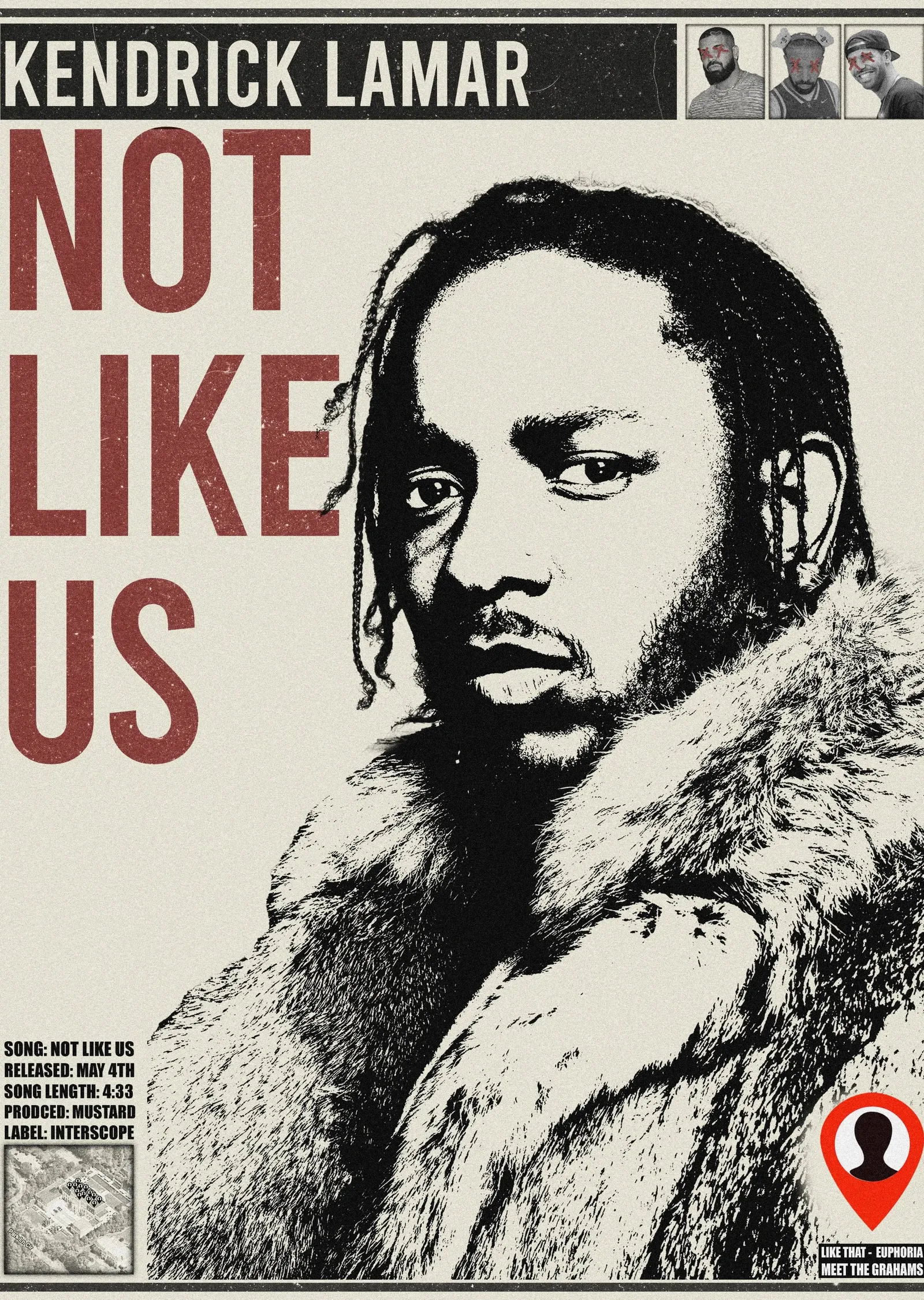 Kendrick Lamar Not Like Us metal tablo
