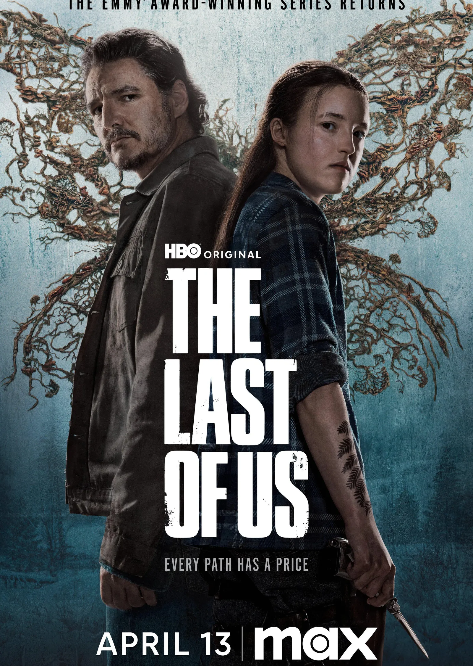 The Last of Us - Mavi Gri Fonlu Çift Figür metal tablo