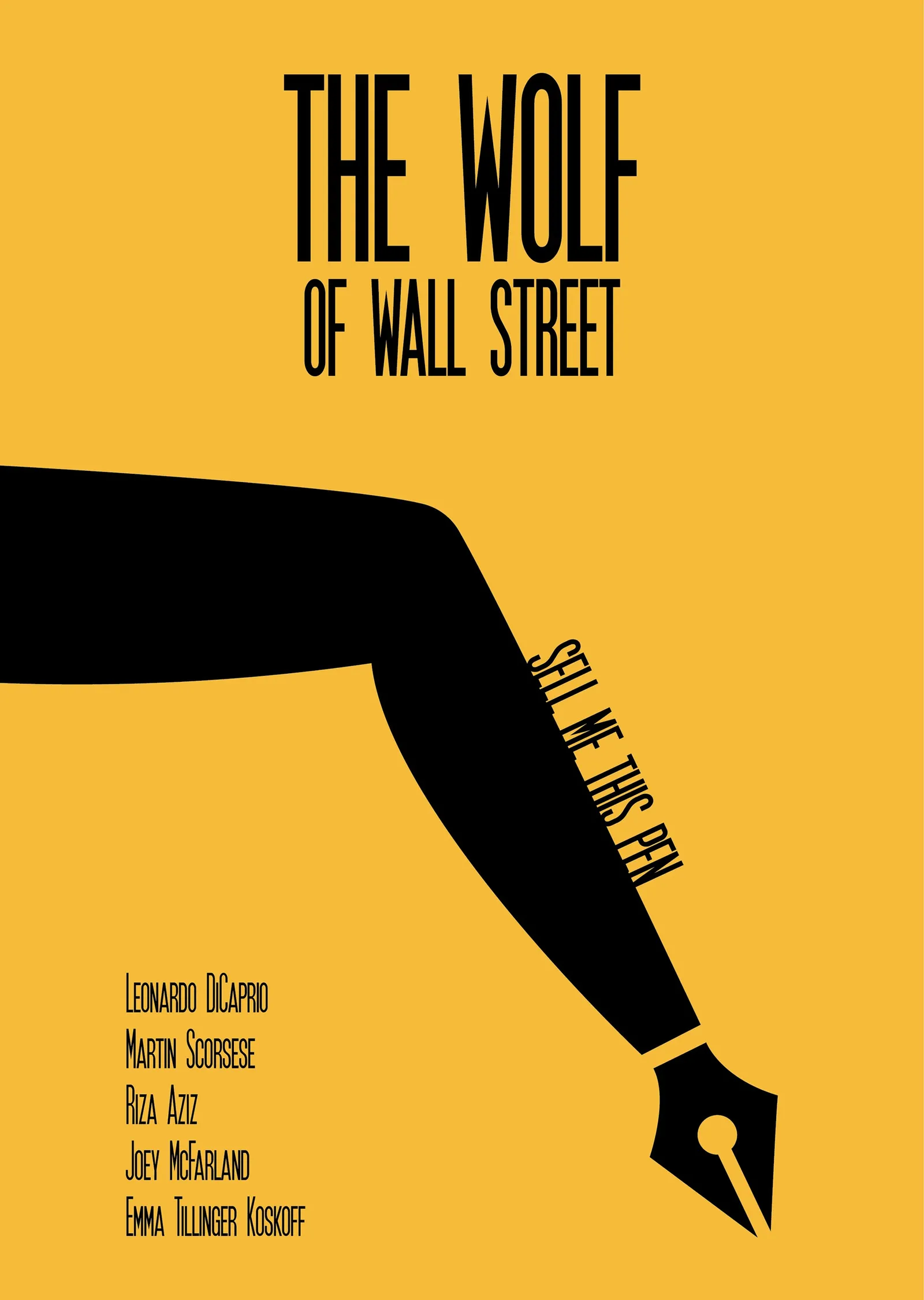The Wolf of Wall Street: Sarı Zemin Dolma Kalem metal tablo