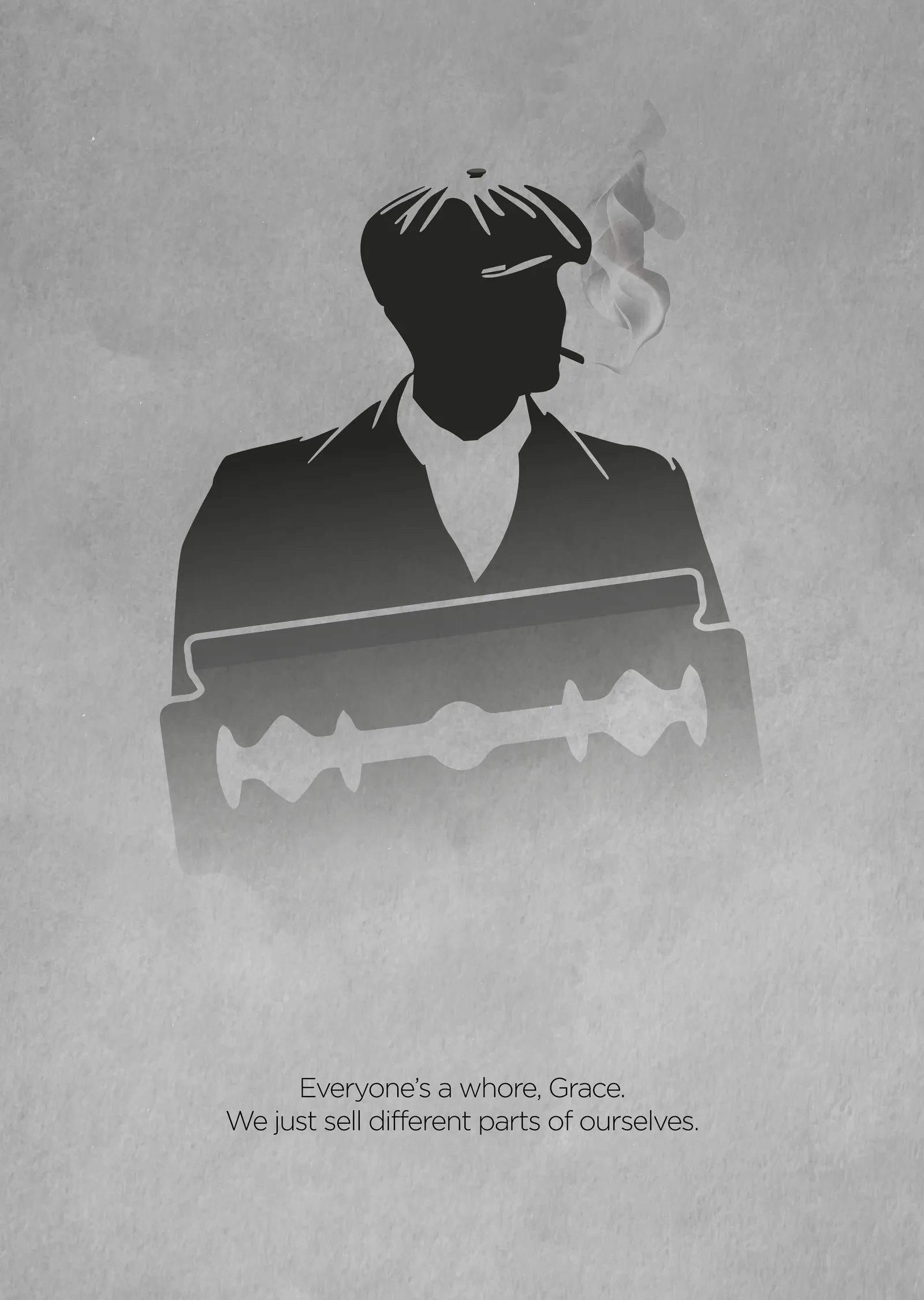 Peaky Blinders - Thomas Shelby Silüeti Gri Tonları metal tablo