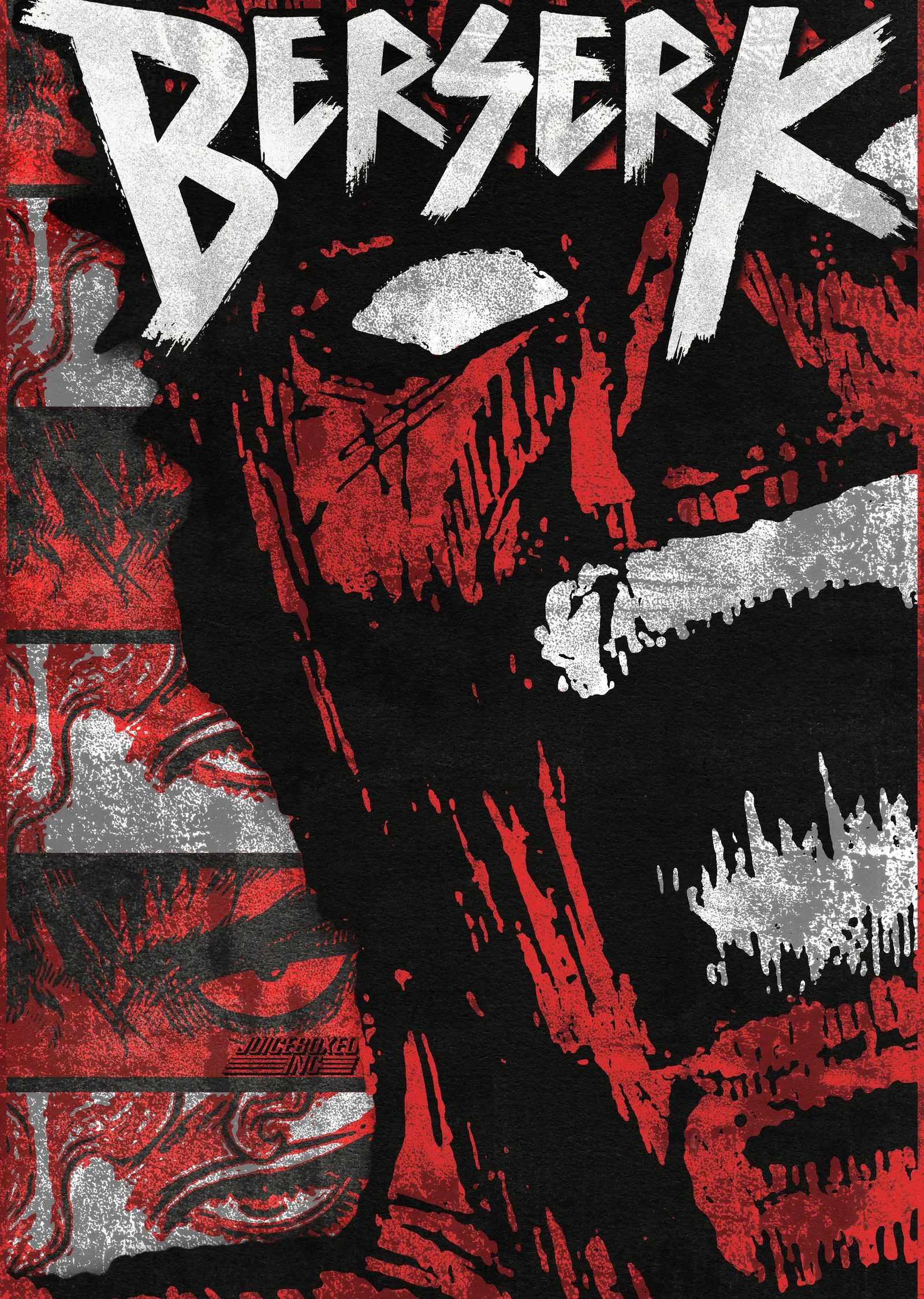 Berserk: Çılgınlık - Kırmızı ve Siyah Kanlı Siluet metal tablo