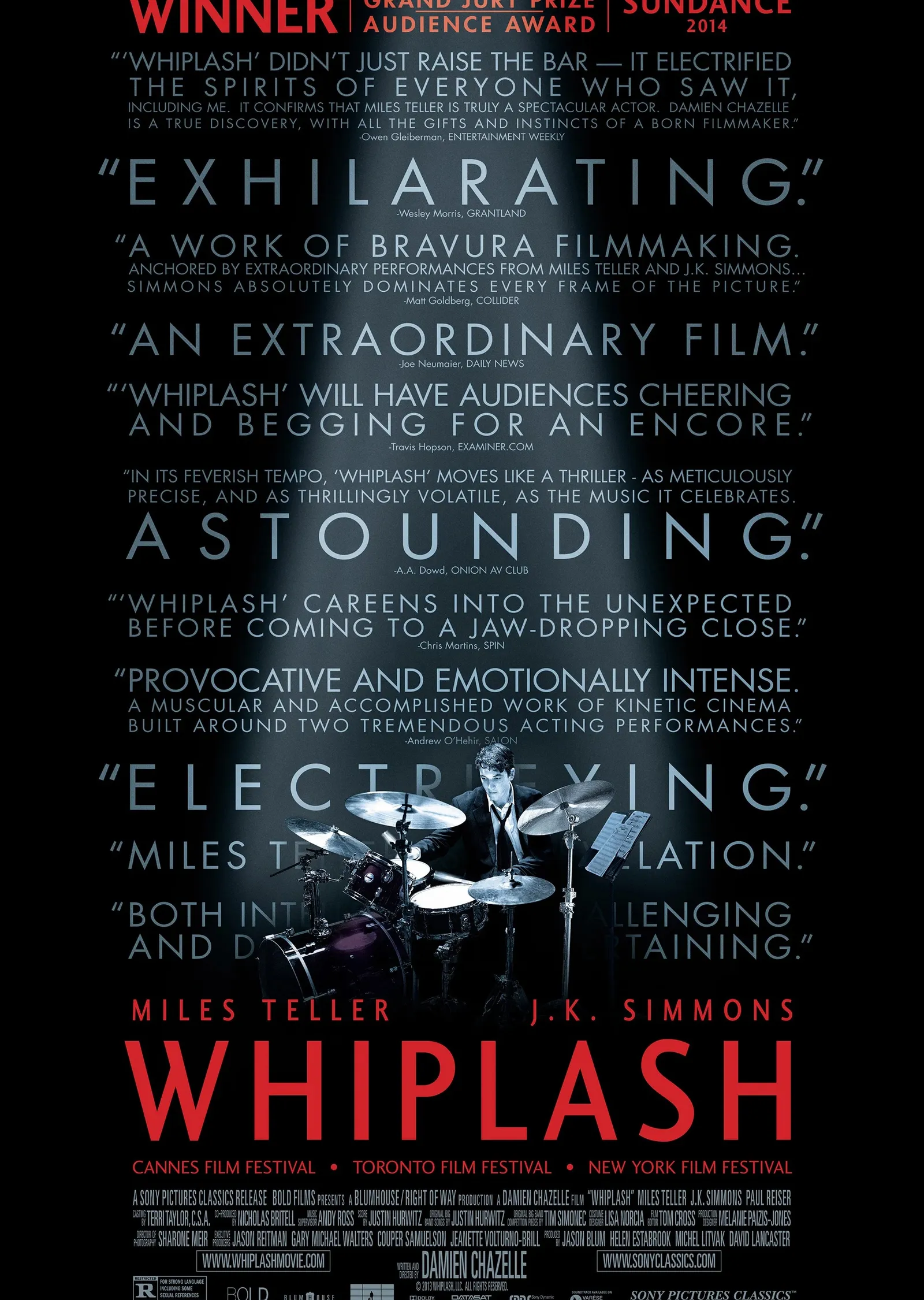 Siyah Arka Planlı Whiplash Film Poster metal tablo