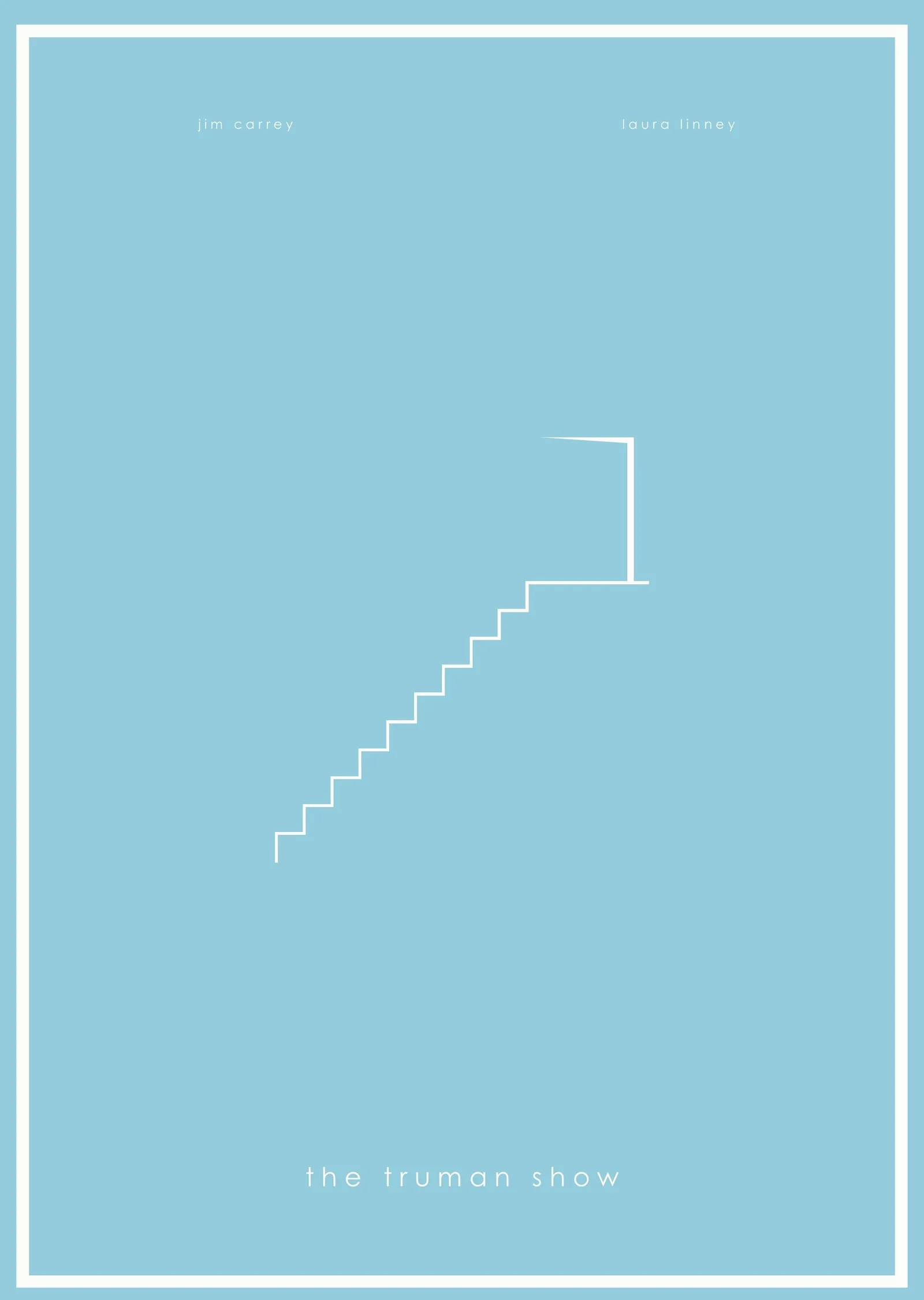 The Truman Show - Minimalist Mavi Merdiven metal tablo