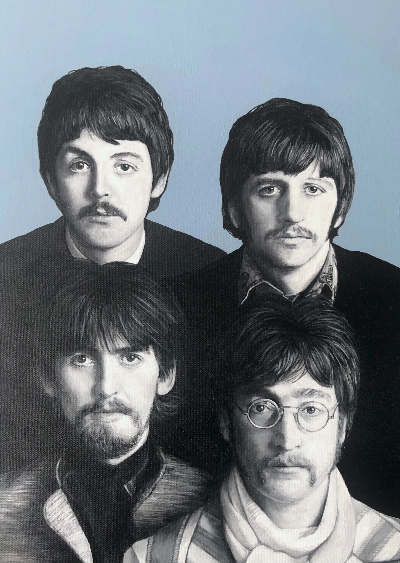 The Beatles Siyah-Beyaz Portre metal tablo