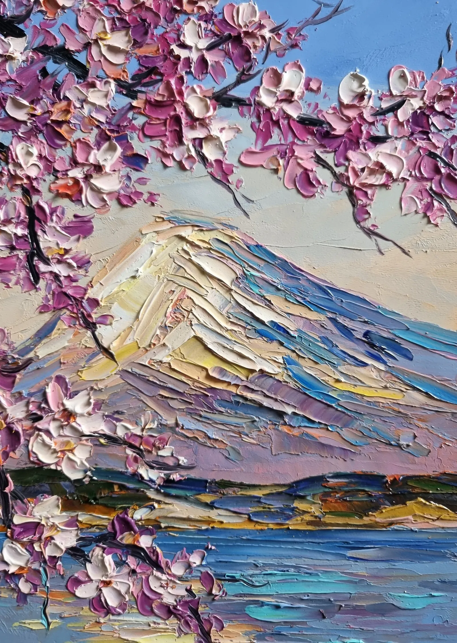 Sakura Dağ Manzarası metal tablo