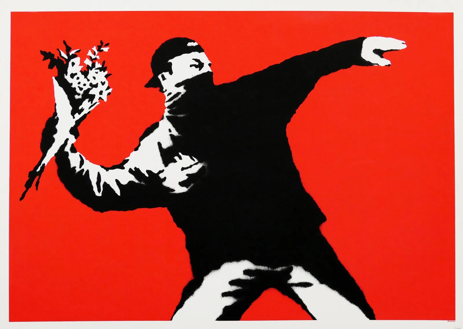 Banksy: Çiçekli Bombacı metal tablo
