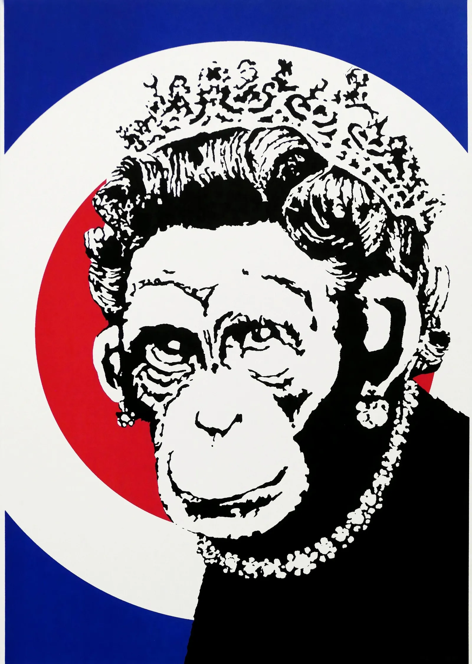 Banksy: Maymun Kraliçe metal tablo