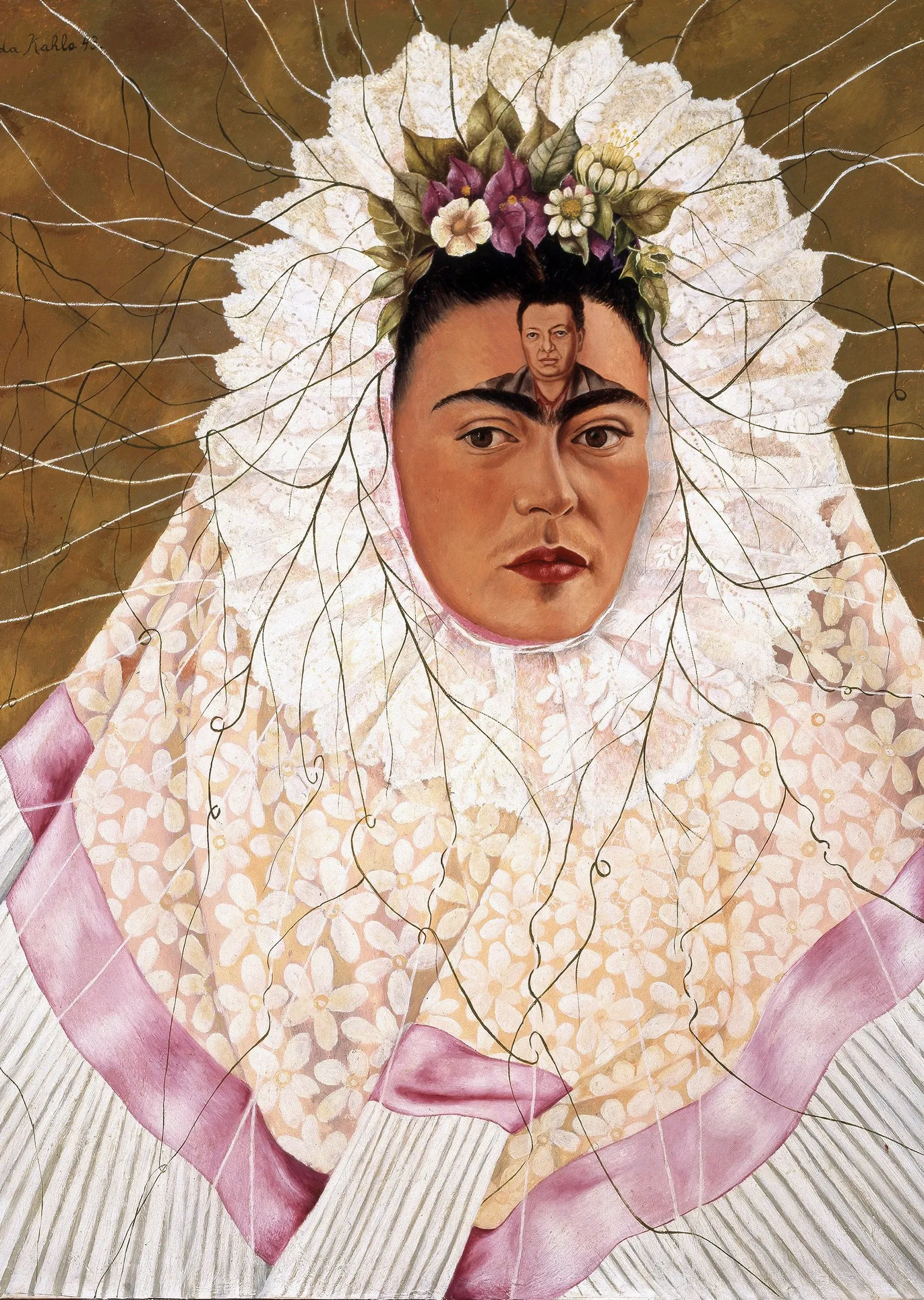 Tehuana Olarak Özportre - Frida Kahlo metal tablo