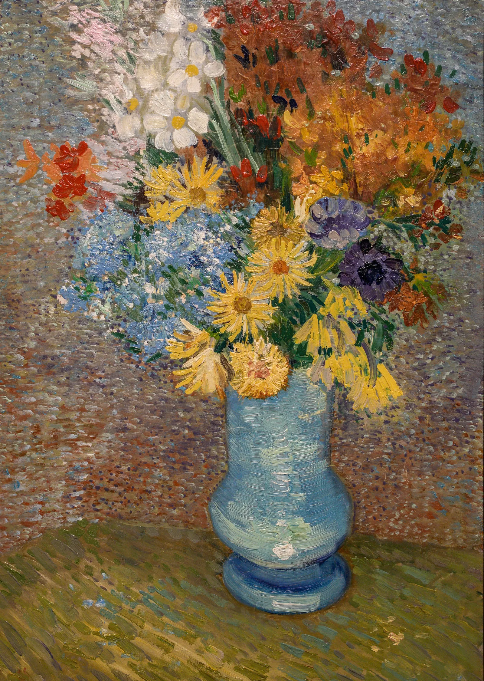 Papatyalar ve Anemonlar Vazosu - Van Gogh metal tablo