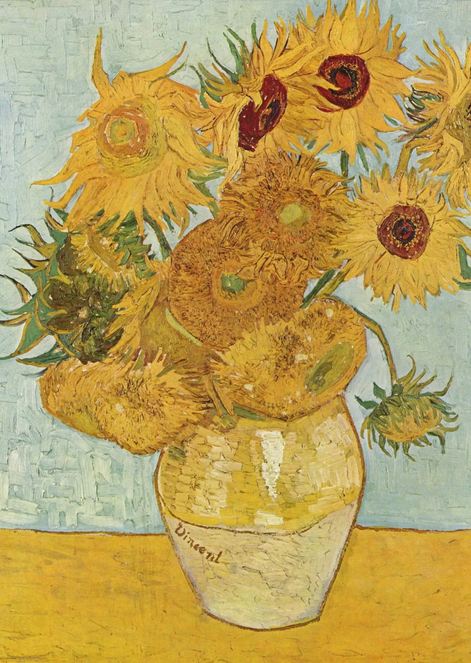 On İki Ayçiçeği ile Vazo - Van Gogh metal tablo