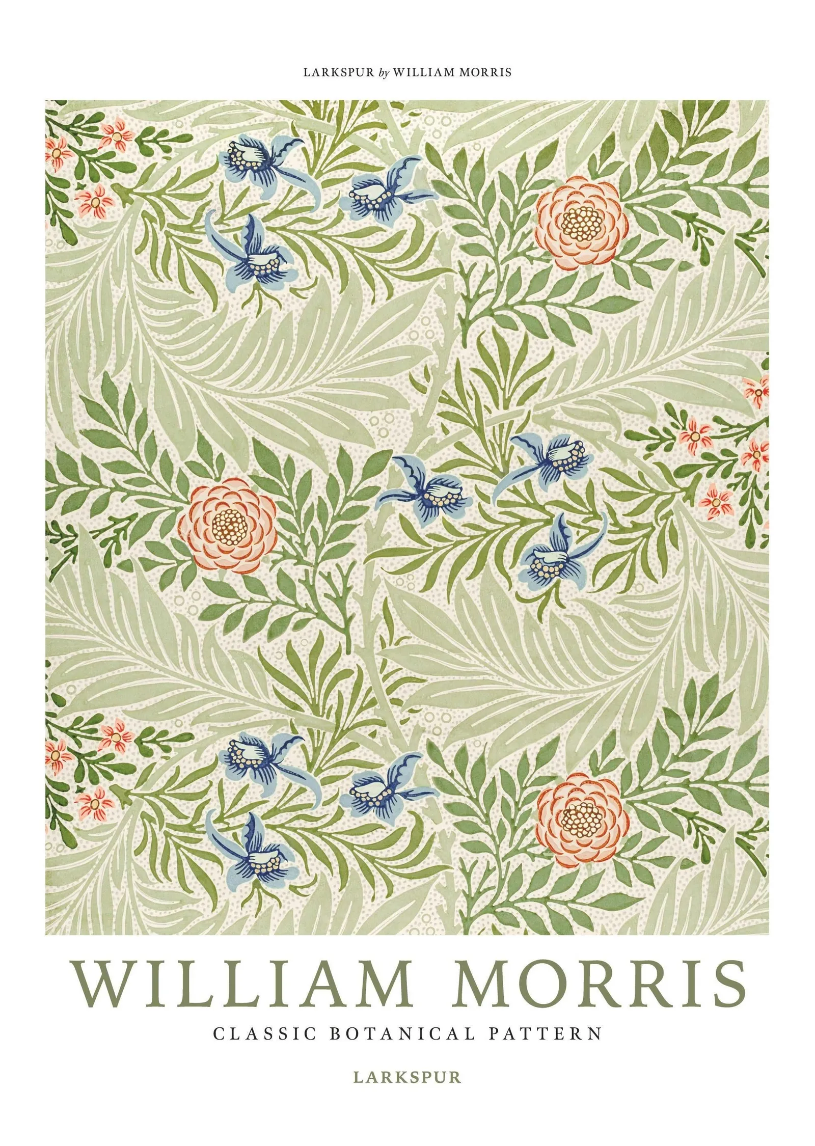 Larkspur Botanik Deseni - William Morris metal tablo