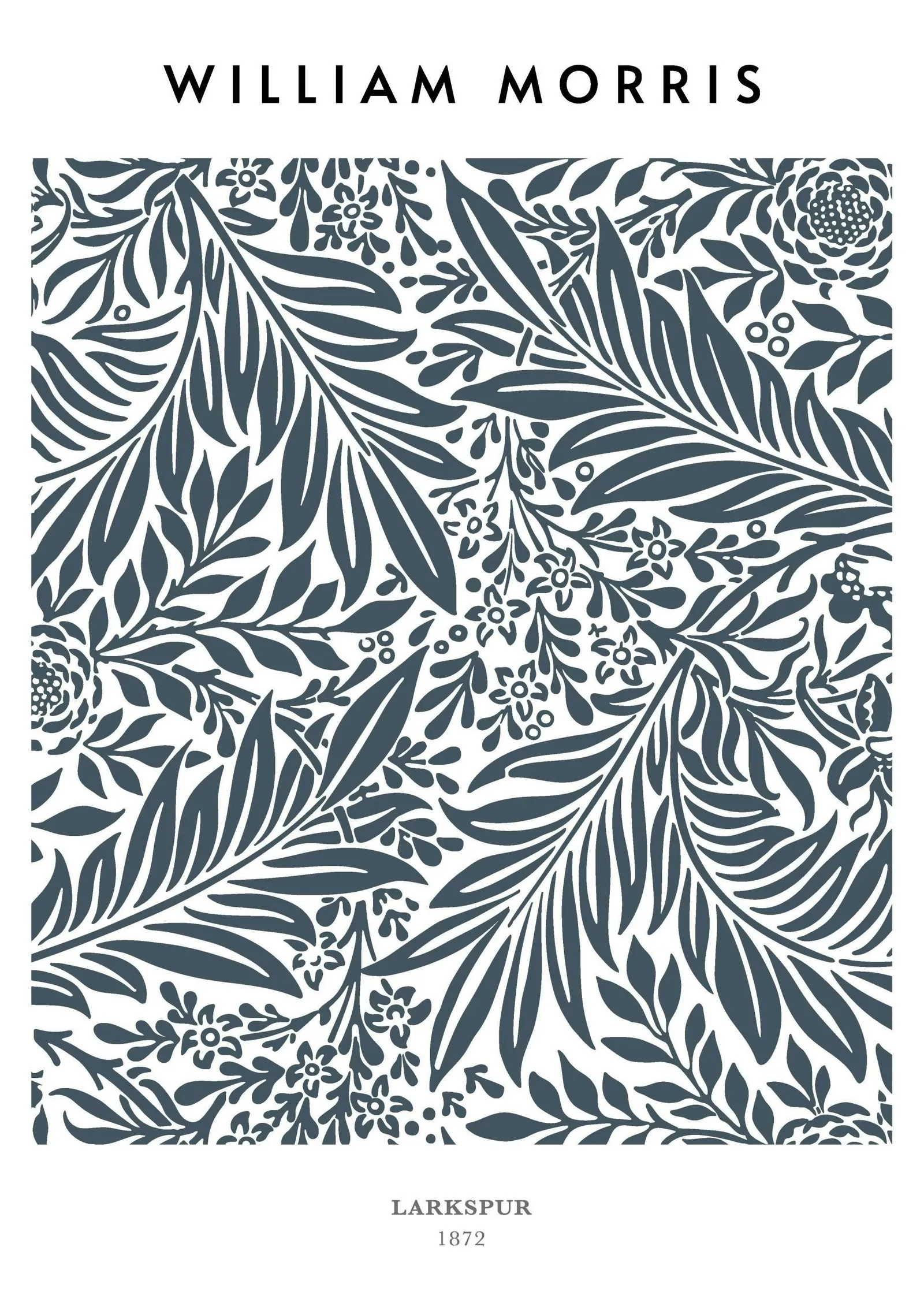 Larkspur Deseni: Koyu Yeşil - William Morris metal tablo