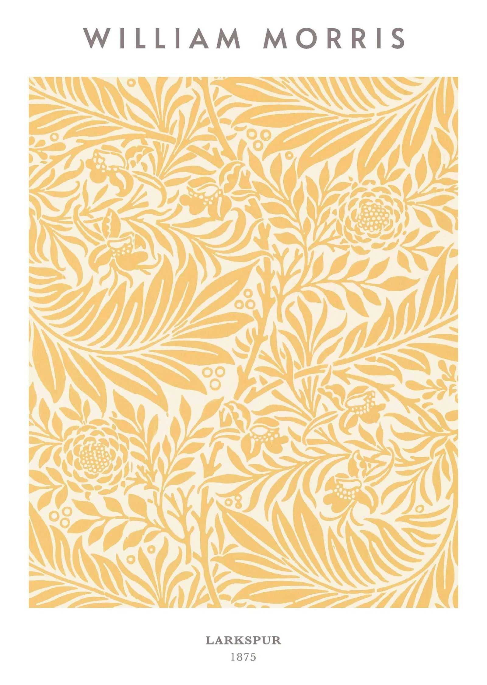 Larkspur Deseni: Sarı - William Morris metal tablo
