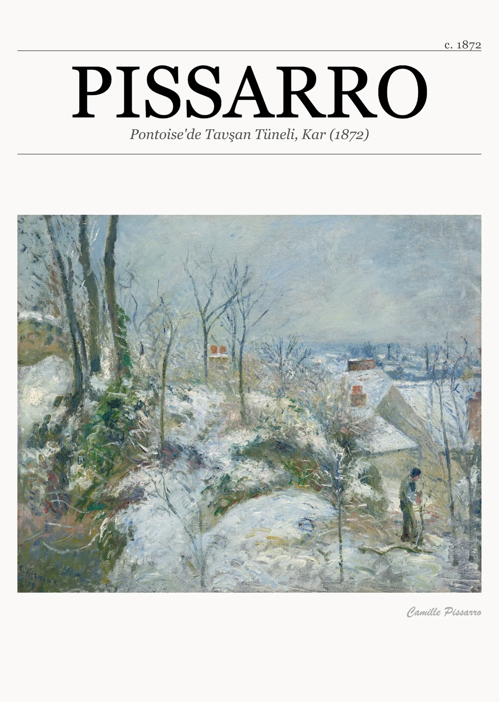 Pontoise'de Tavşan Tüneli, Kar (1872) metal tablo