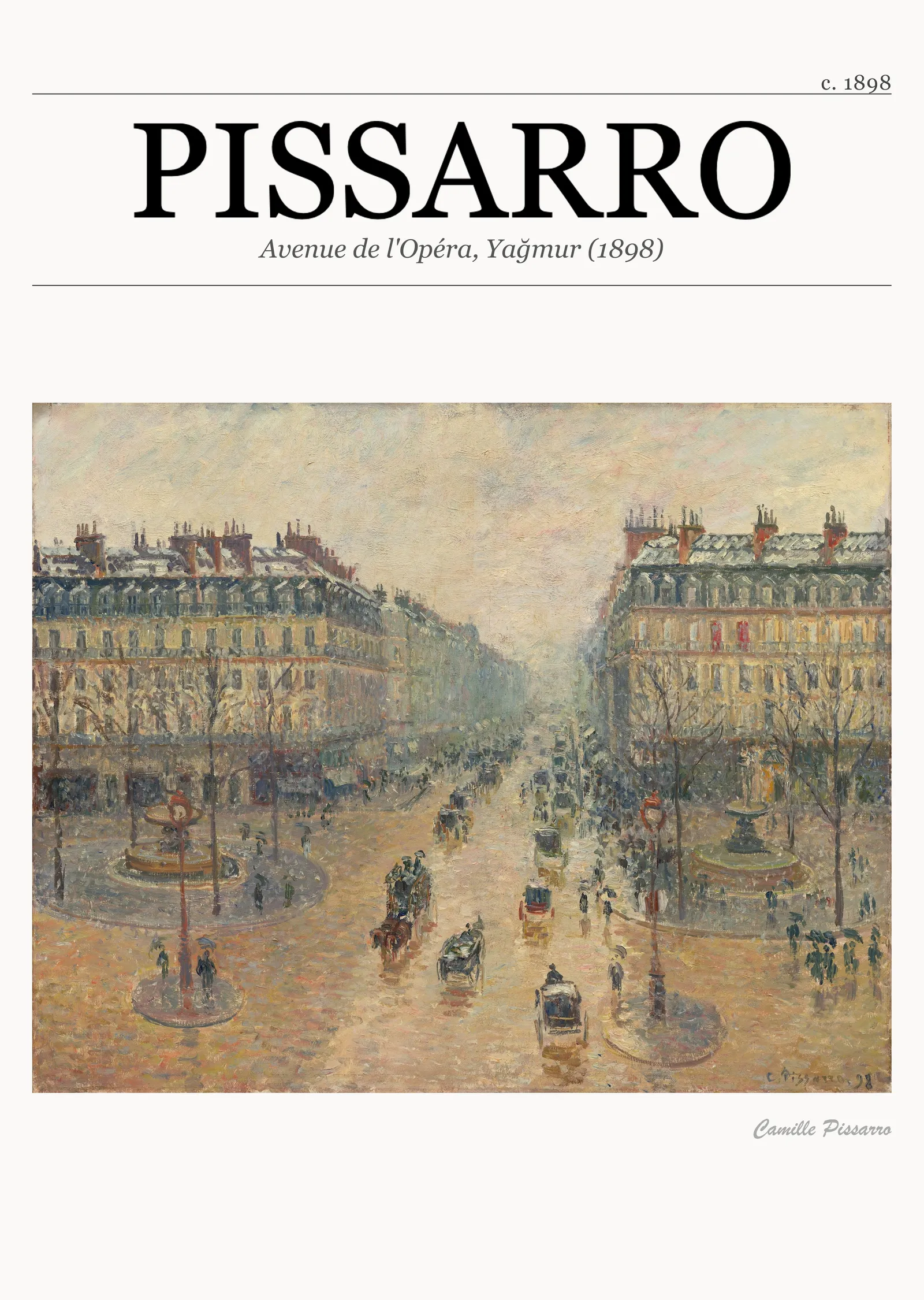 Avenue de l'Opéra, Yağmur (1898) metal tablo