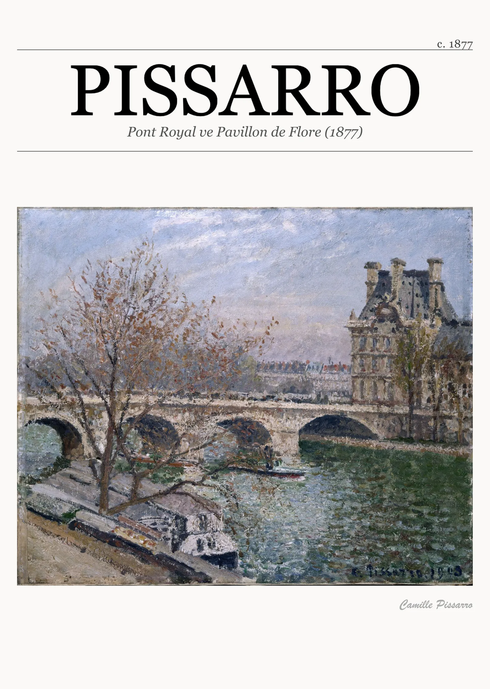 Pont Royal ve Pavillon de Flore (1877) metal tablo