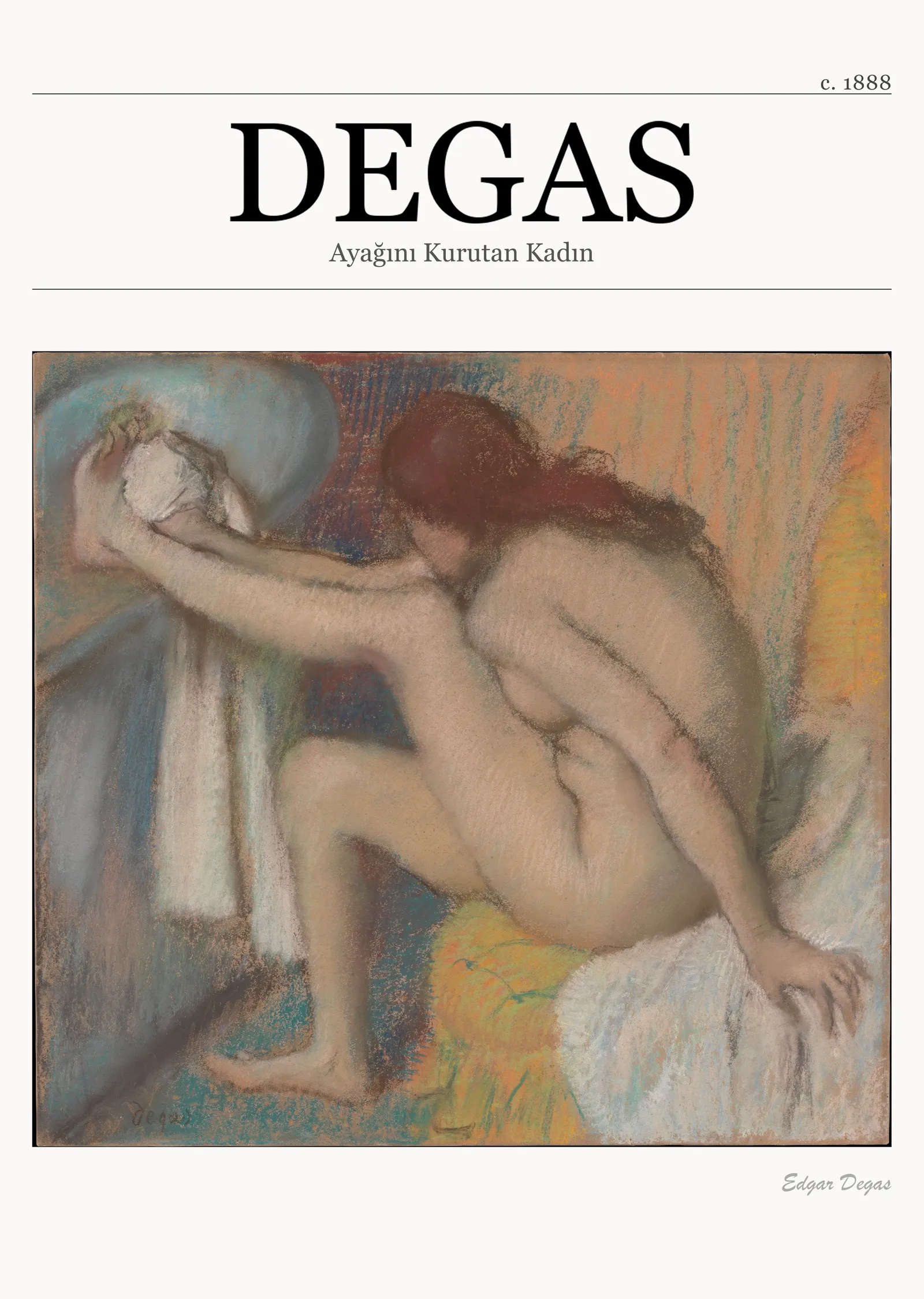 Ayağını Kurutan Kadın - Degas metal tablo