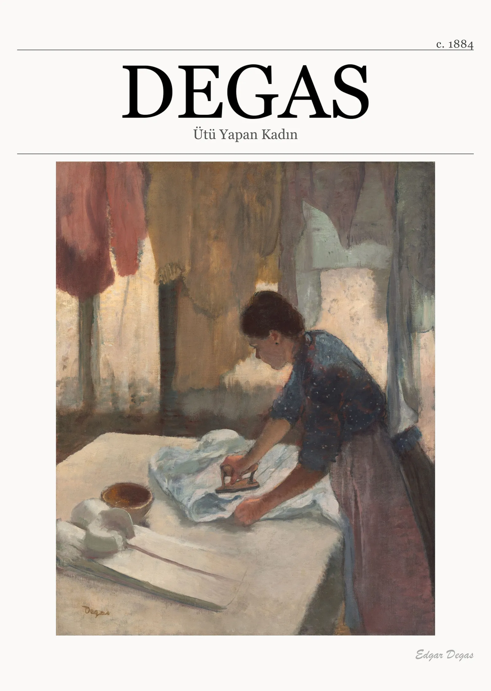 Degas - Ütü Yapan Kadın, 1884 metal tablo
