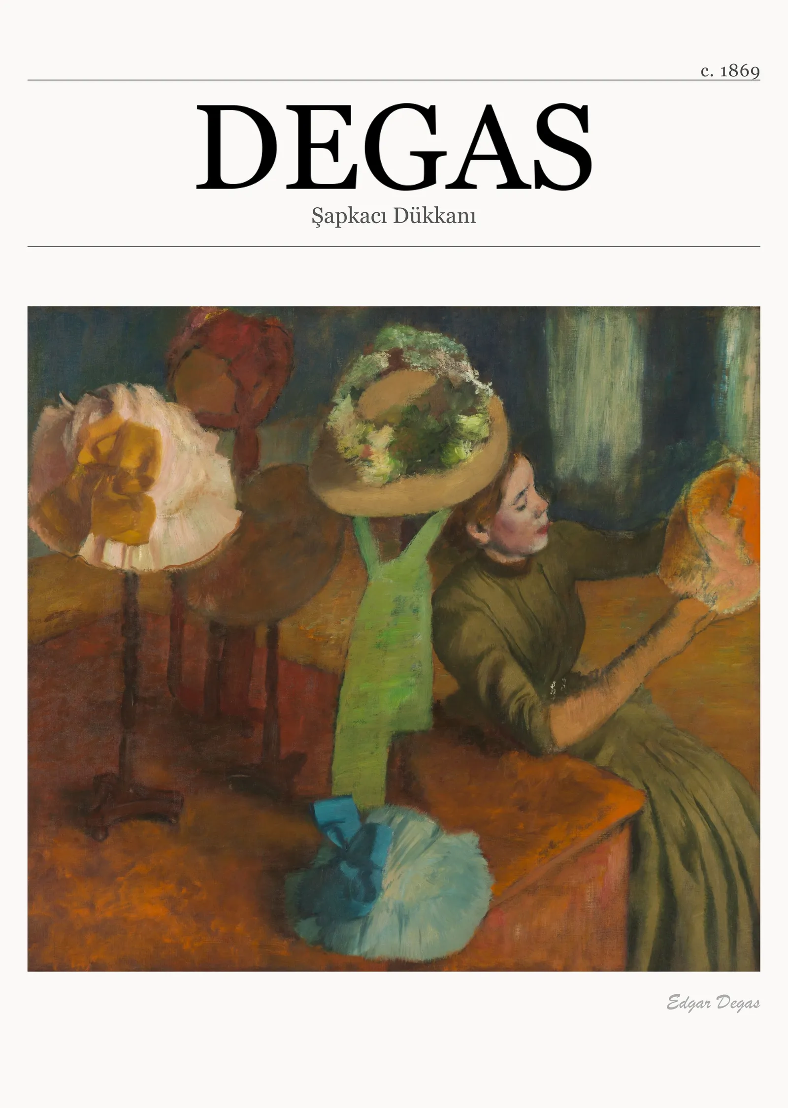 Şapkacı Dükkanı - Degas metal tablo