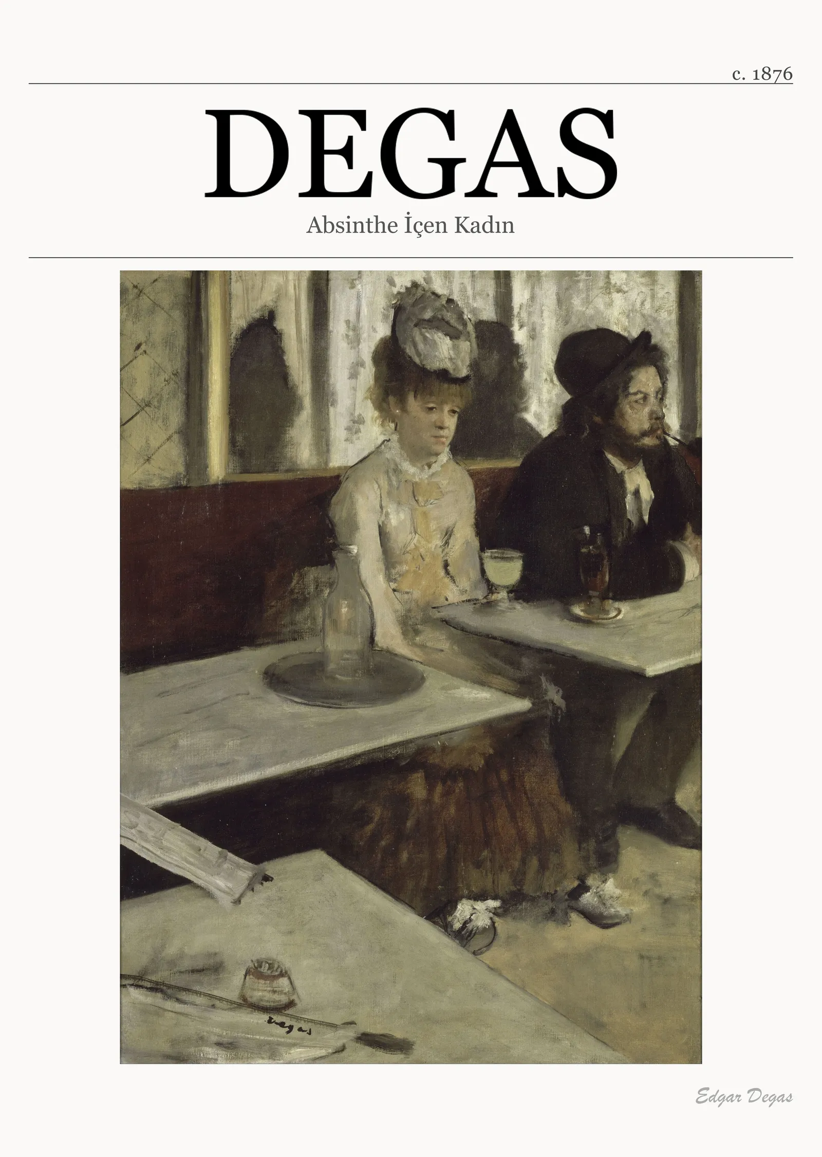 Absinthe İçen Kadın - Degas metal tablo