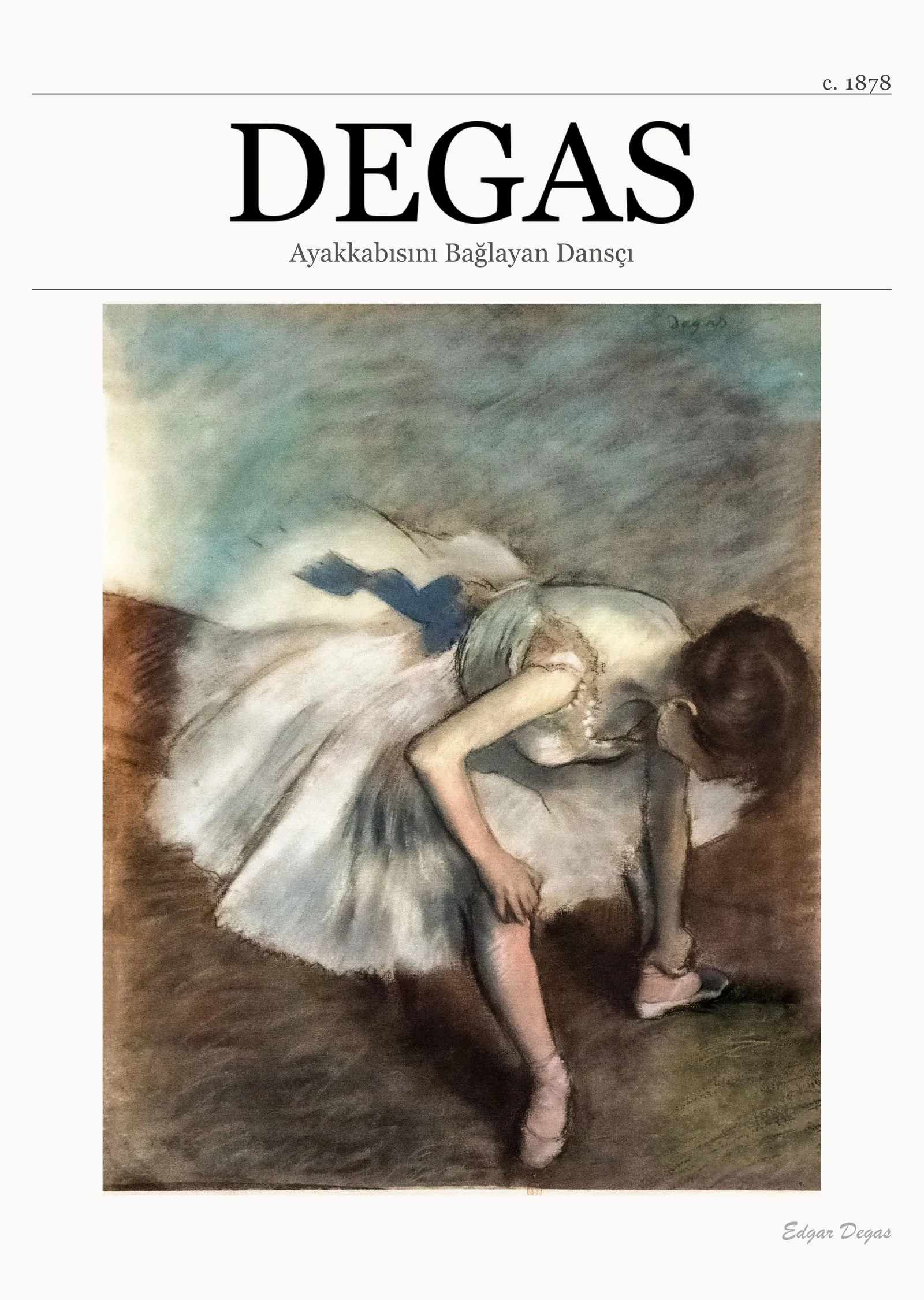 Ayakkabısını Bağlayan Dansçı - Degas metal tablo