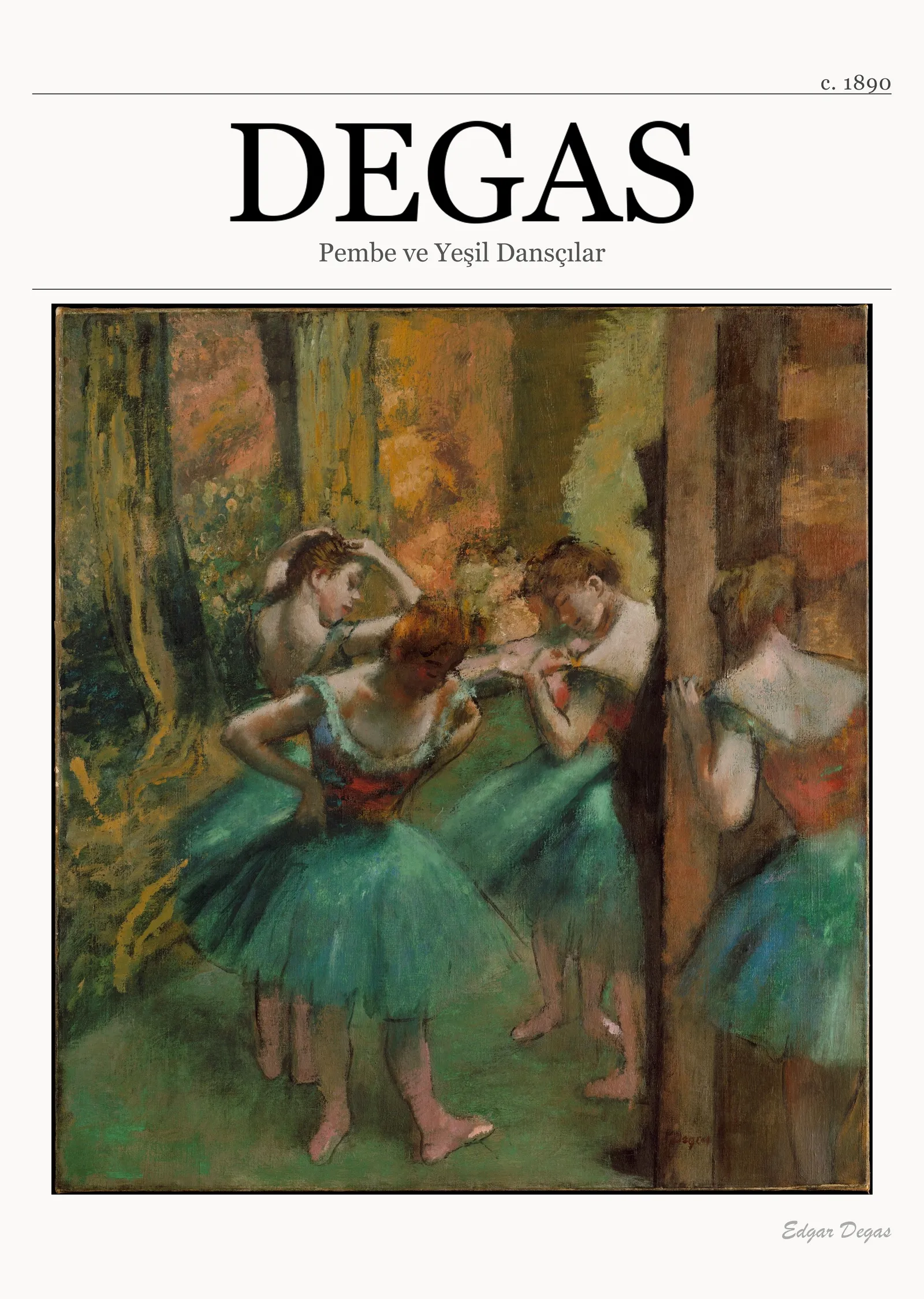 Pembe ve Yeşil Dansçılar - Degas metal tablo