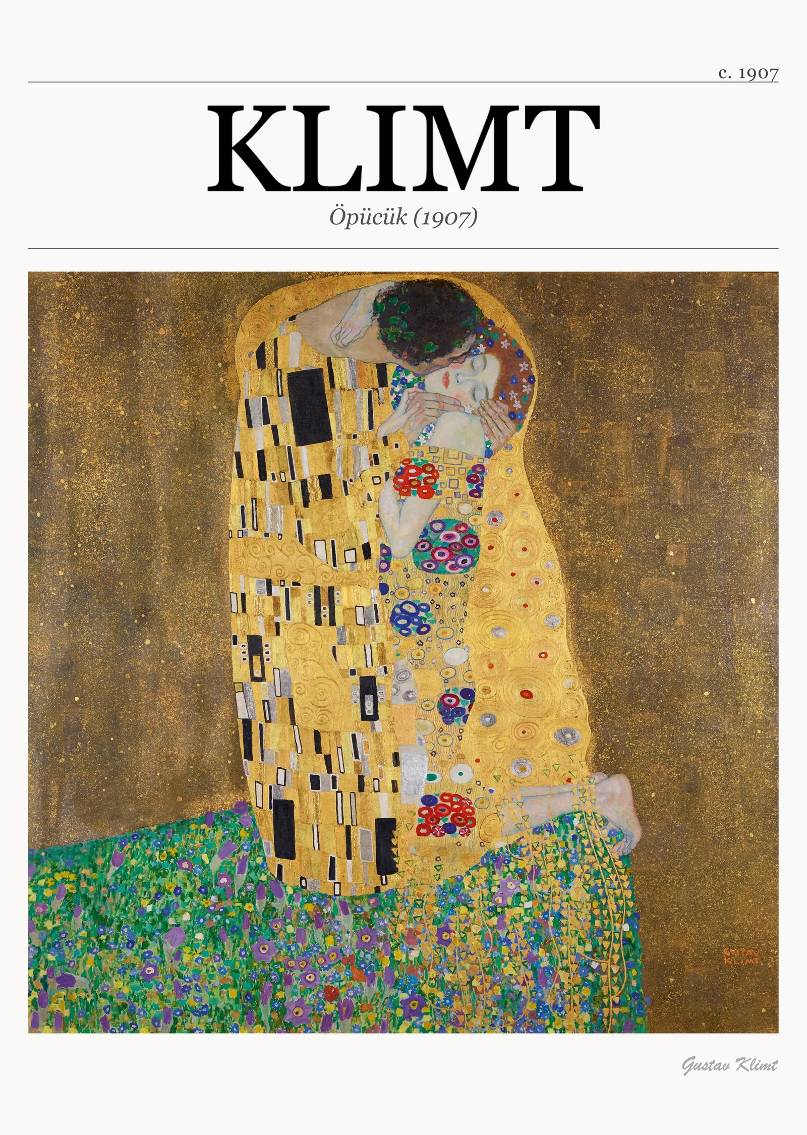 Öpücük (1907) - Klimt metal tablo