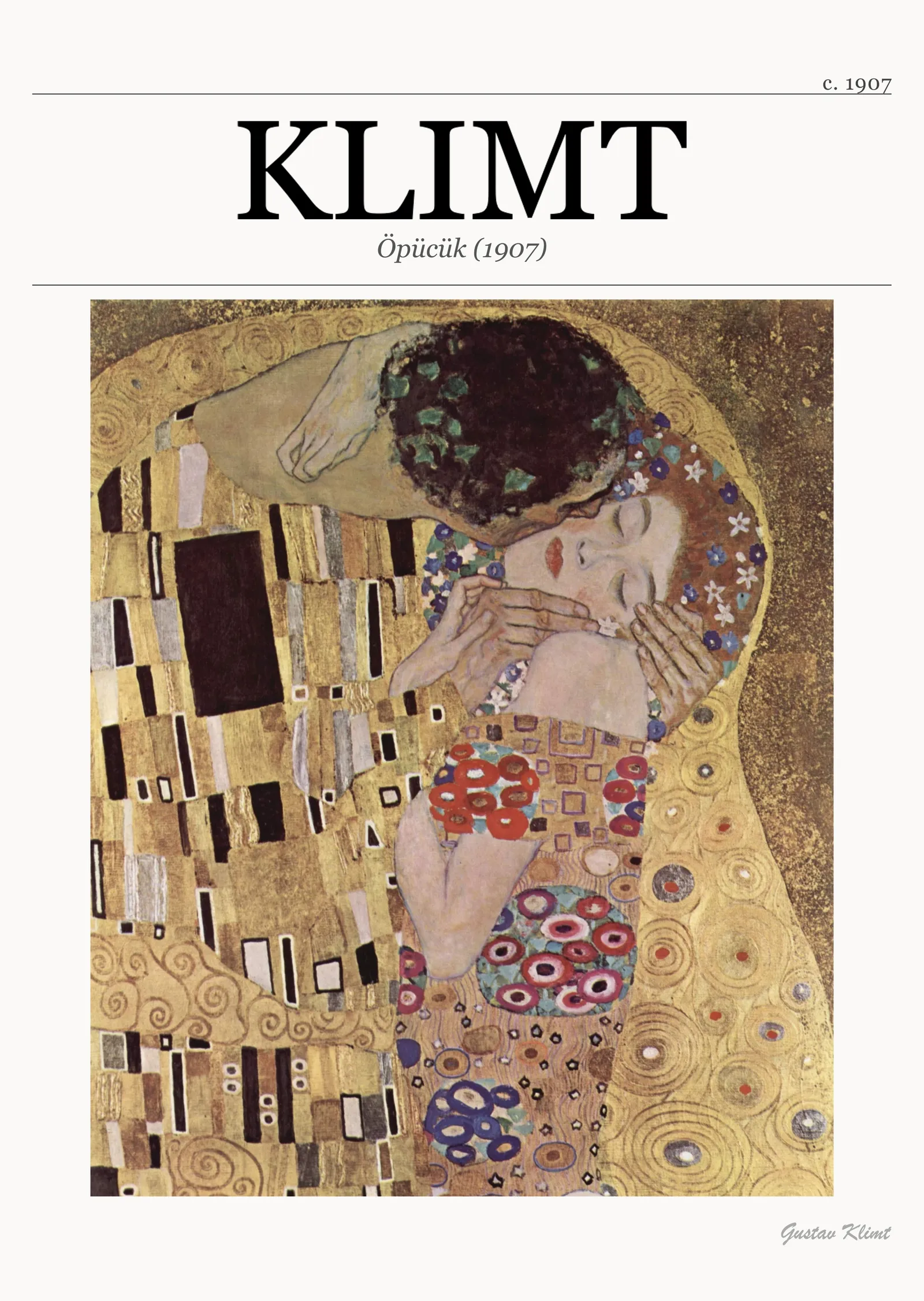 Gustav Klimt - Öpücük (1907) metal tablo