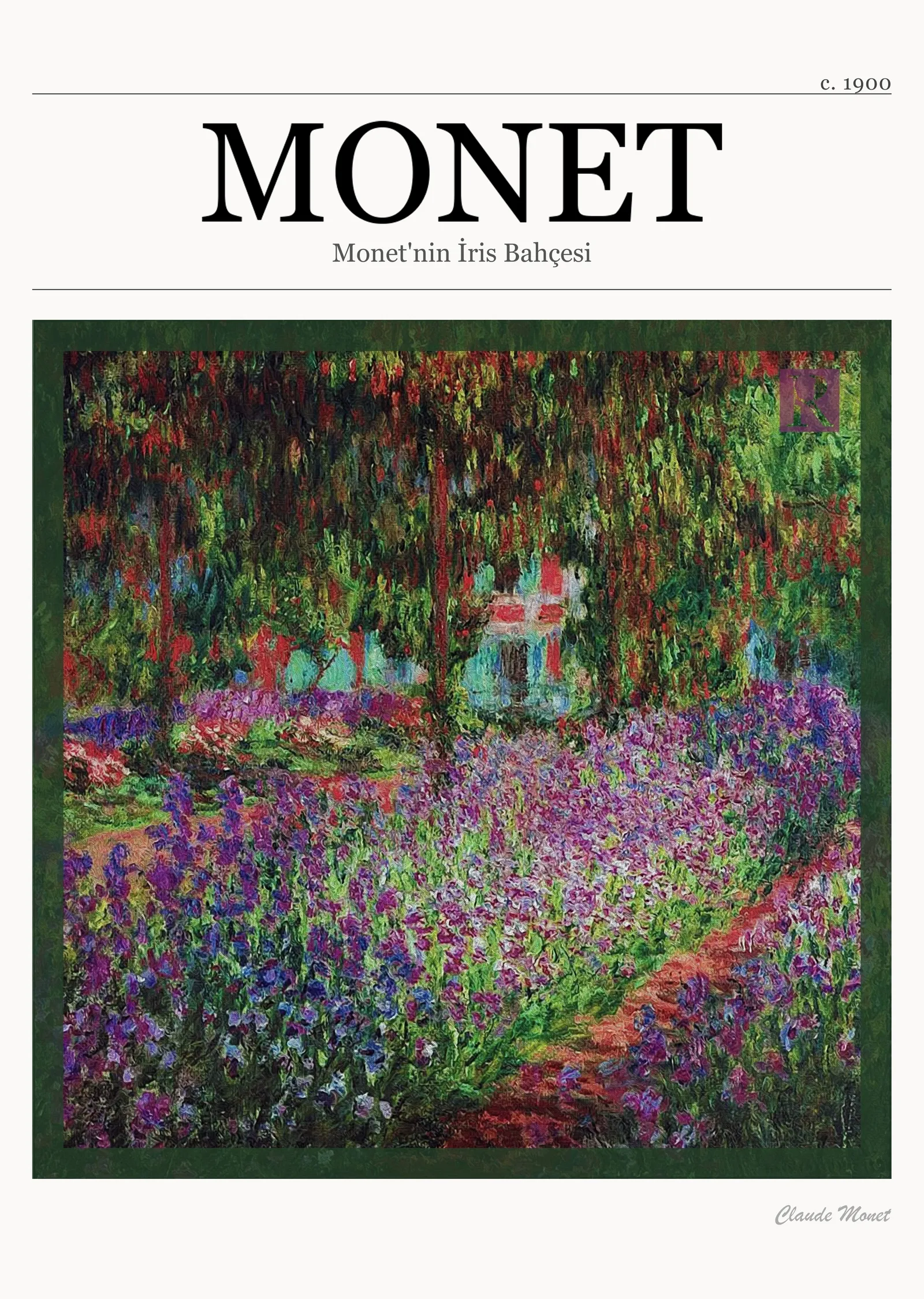 Monet'nin İris Bahçesi metal tablo