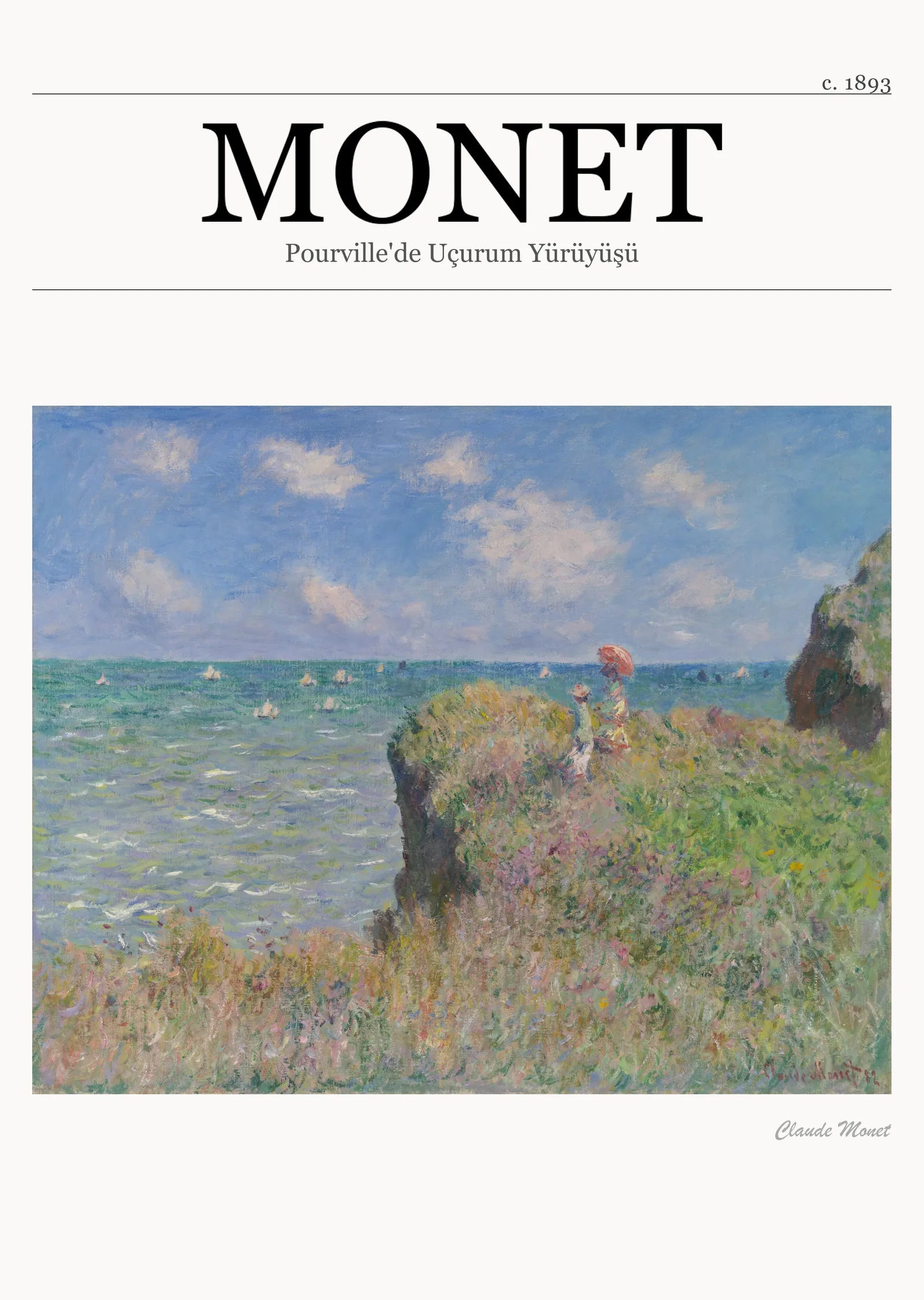 Pourville'de Uçurum Yürüyüşü - Monet metal tablo