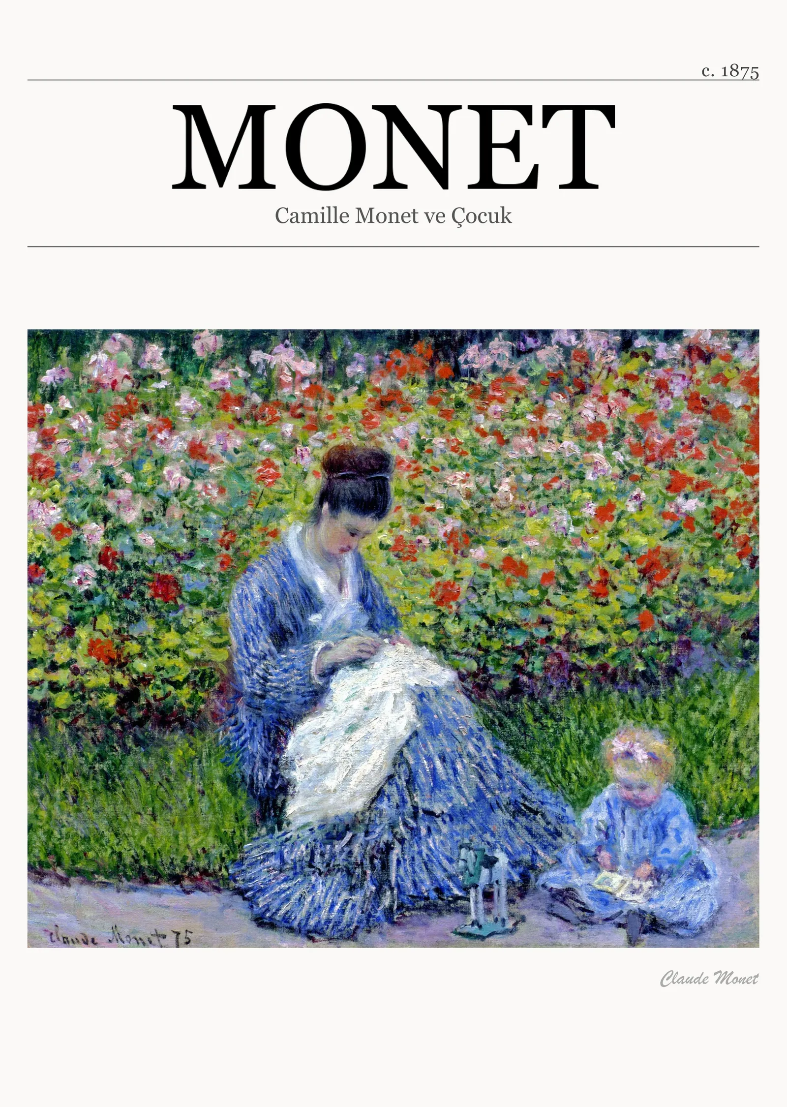 Camille Monet ve Çocuk metal tablo