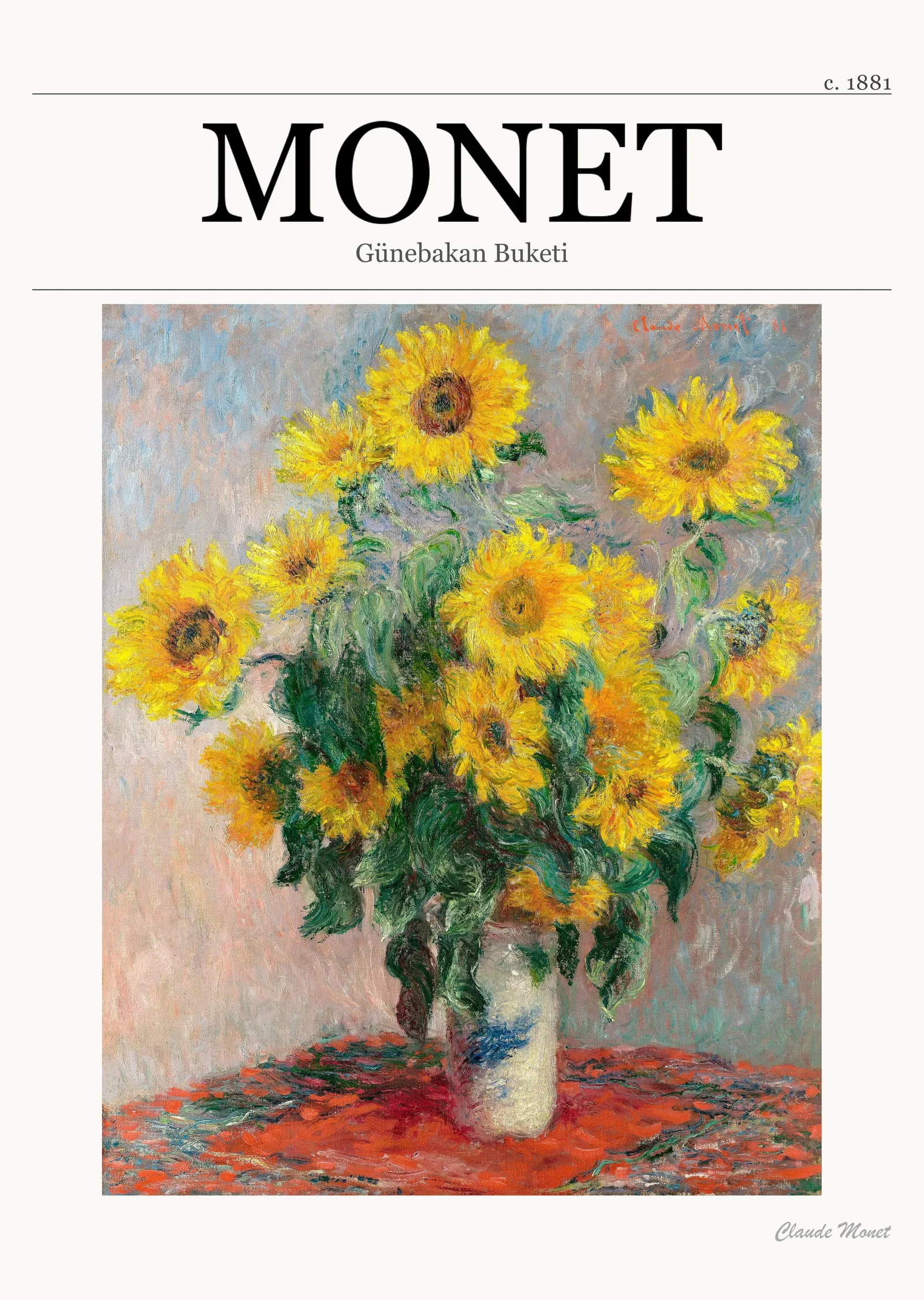 Günebakan Buketi - Monet metal tablo