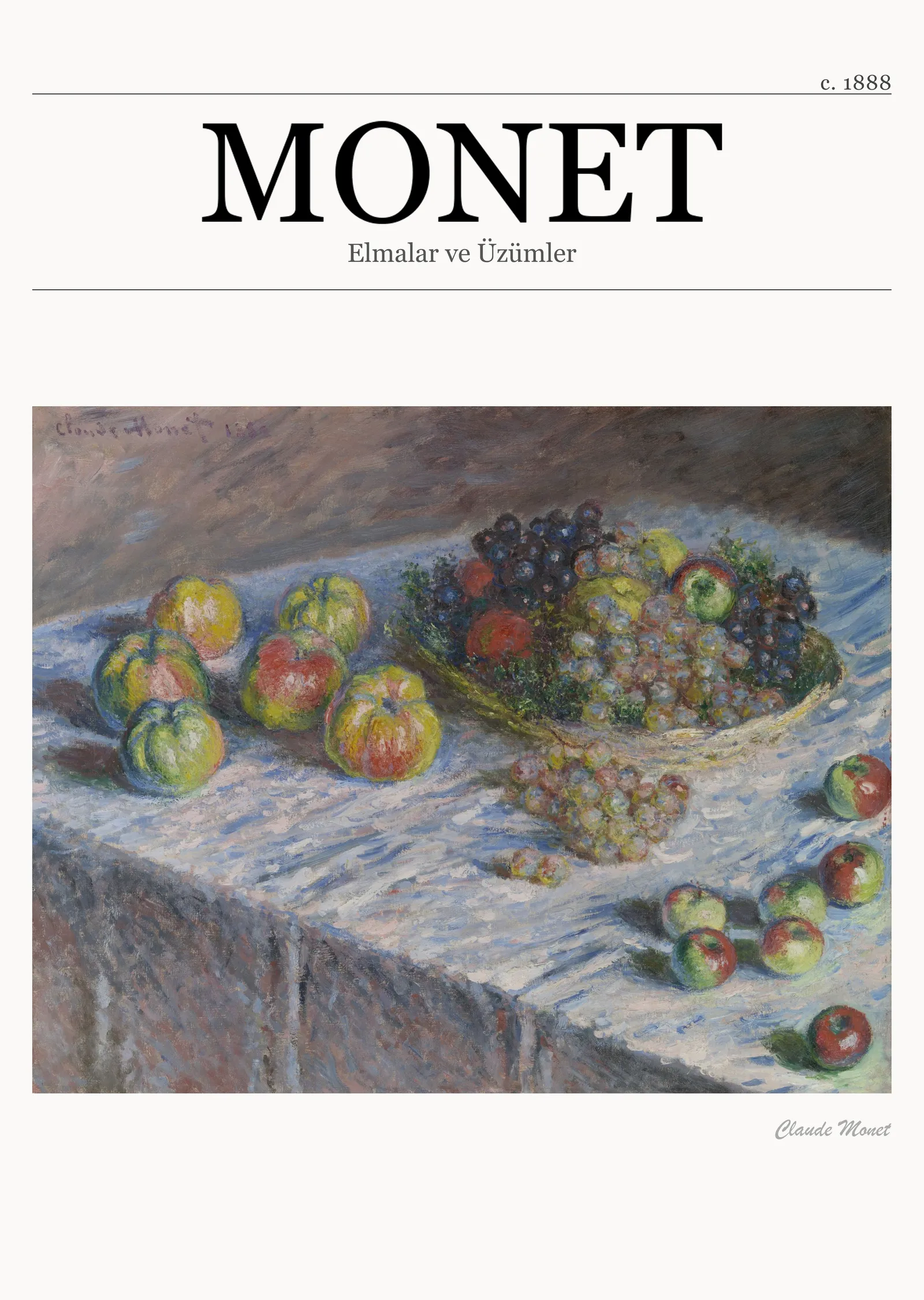 Elmalar ve Üzümler - Monet metal tablo