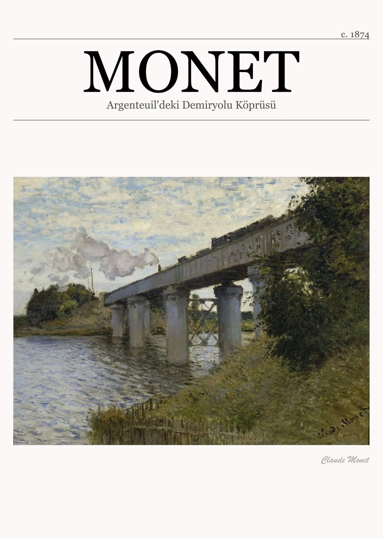 Argenteuil'deki Demiryolu Köprüsü - Monet metal tablo