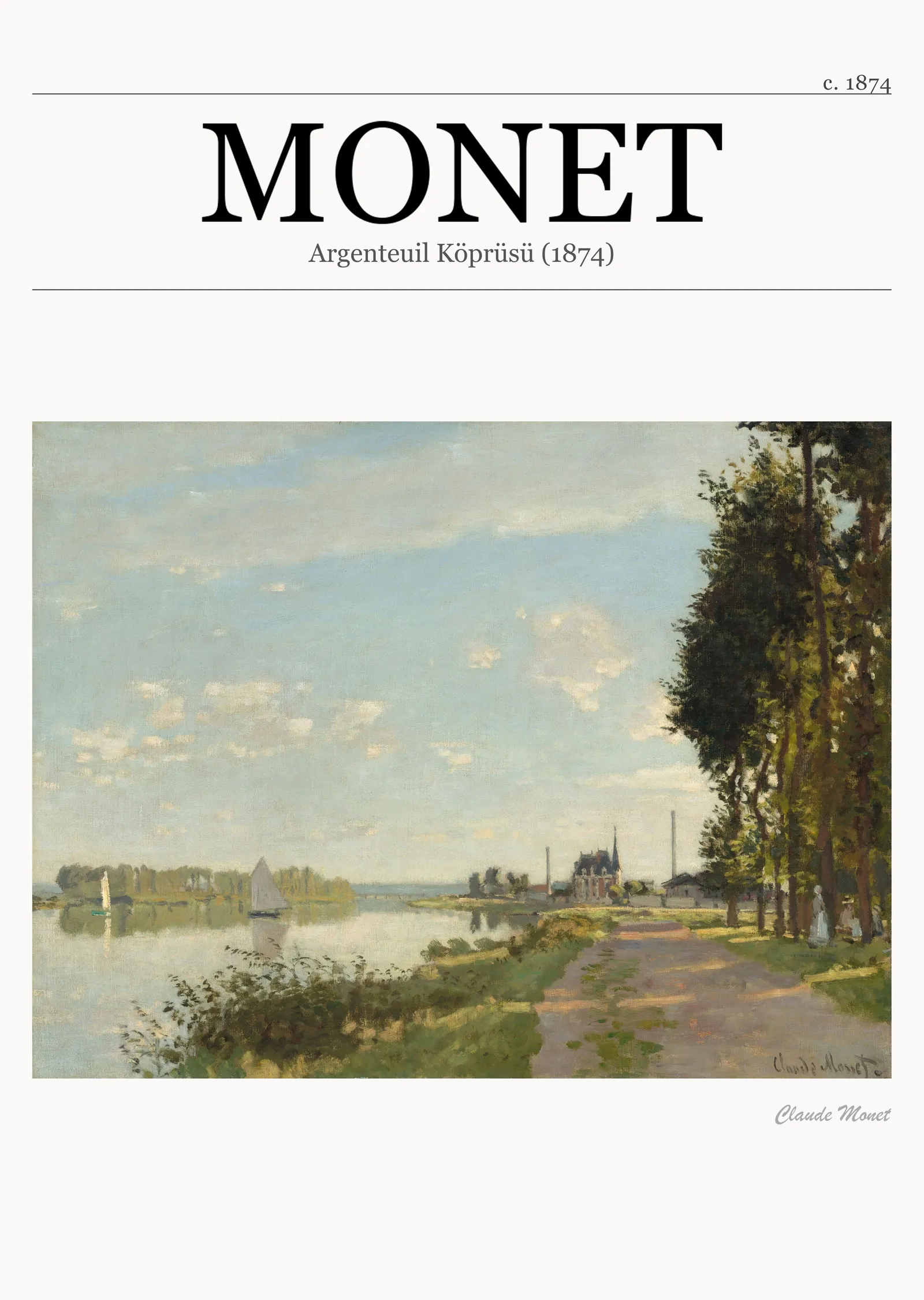 Argenteuil'de Gezinti Yolu - Monet metal tablo