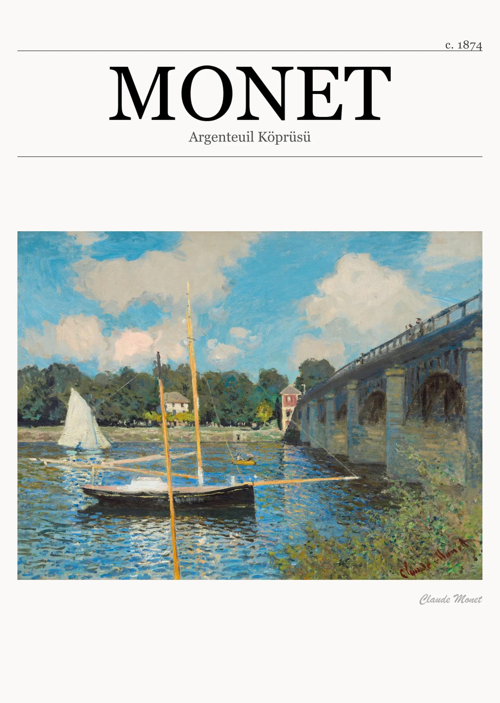 Argenteuil Köprüsü - Monet metal tablo