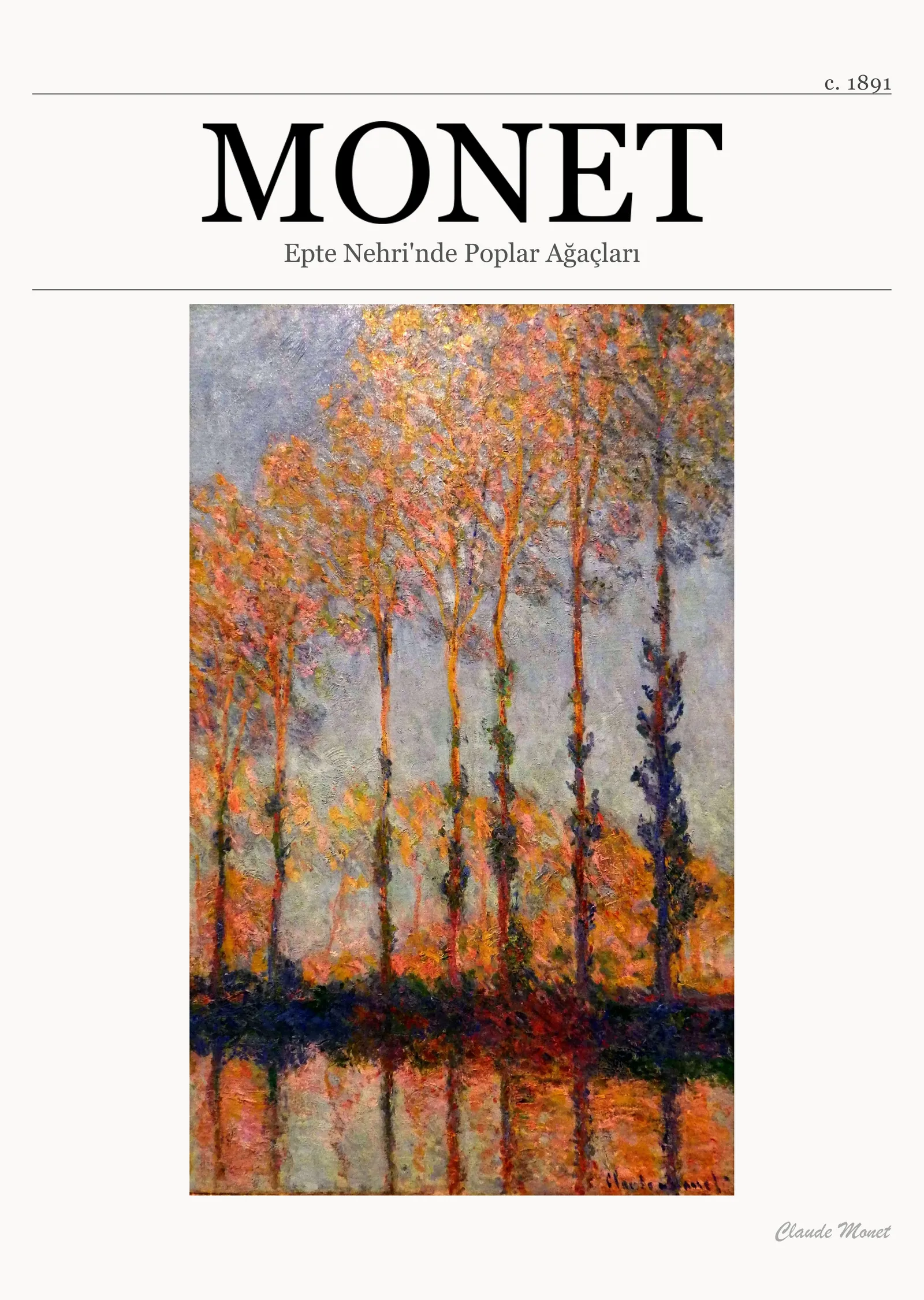 Epte Nehri'nde Kavaklar (1891) - Monet metal tablo