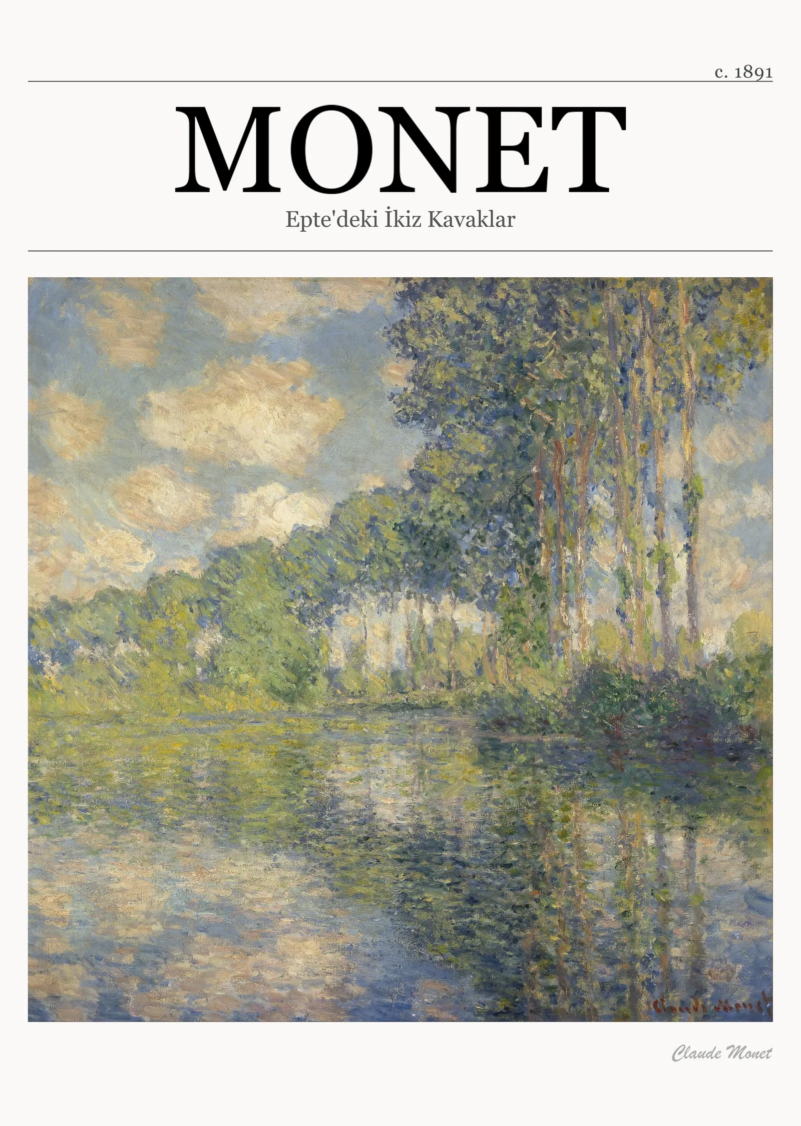 Epte'deki İkiz Kavaklar - Monet metal tablo