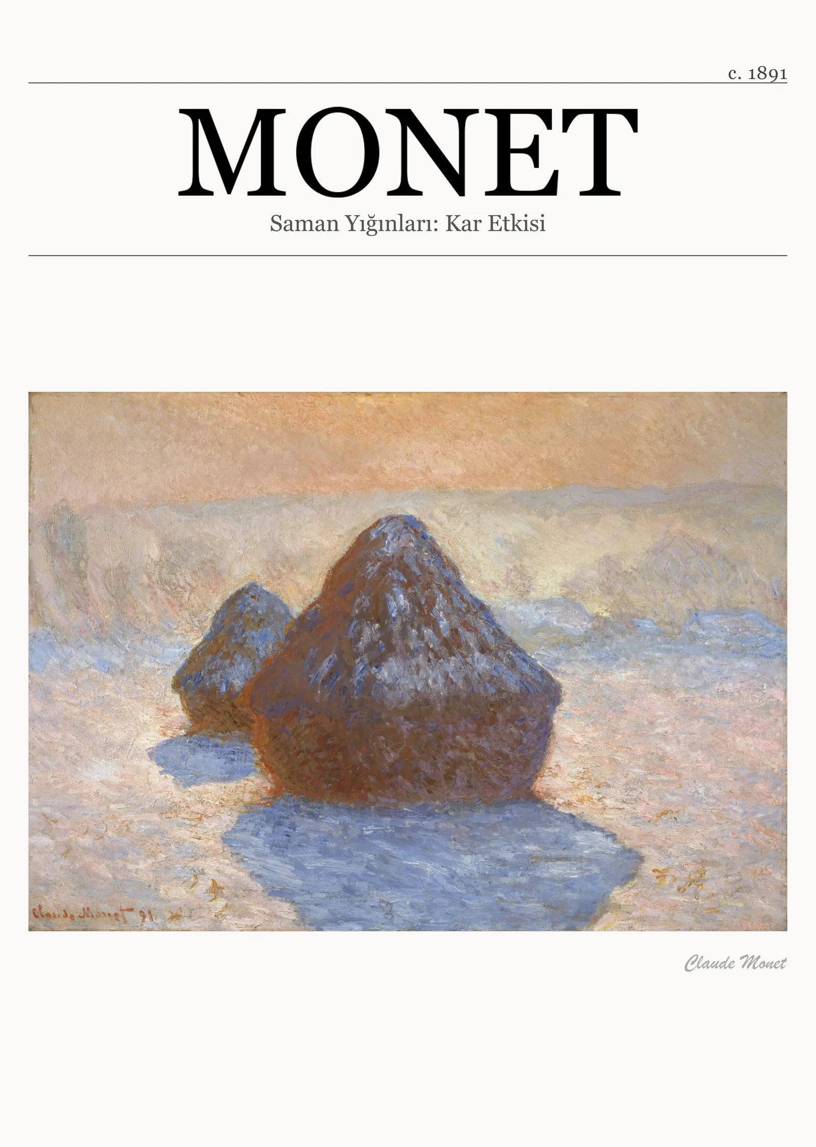 Saman Yığınları: Kar Etkisi - Monet metal tablo