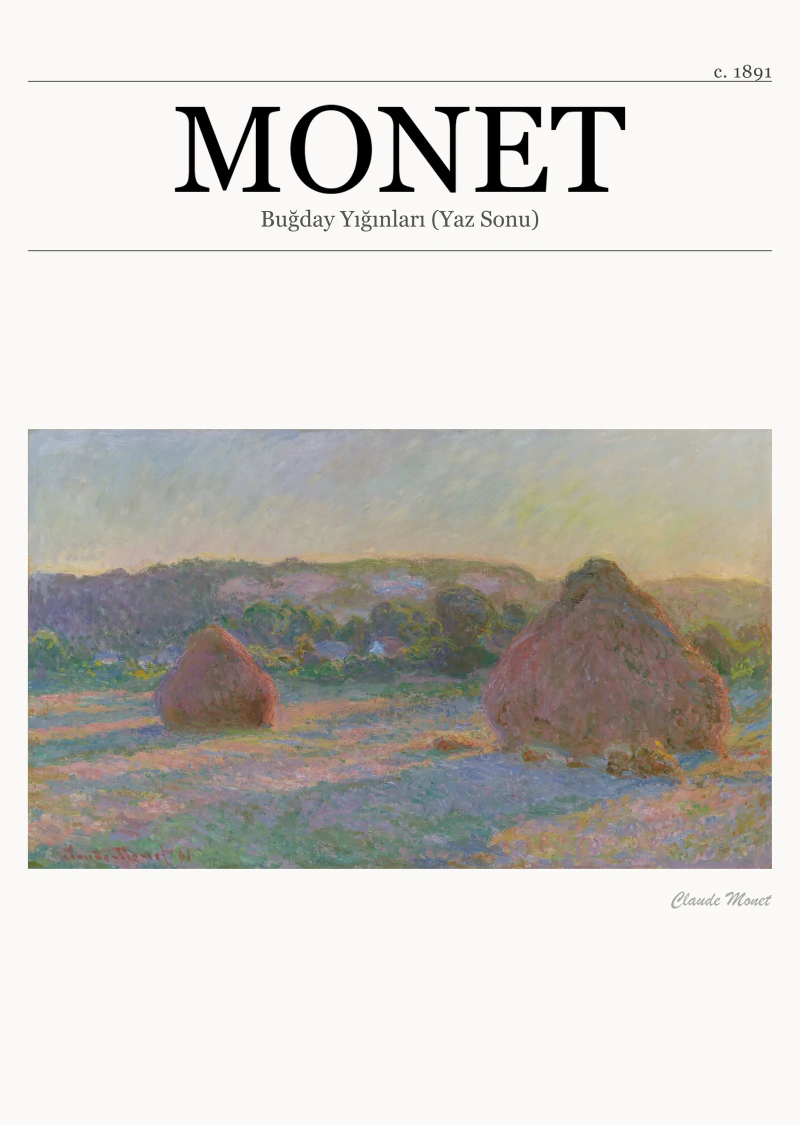 Buğday Yığınları (Yaz Sonu) - Monet metal tablo